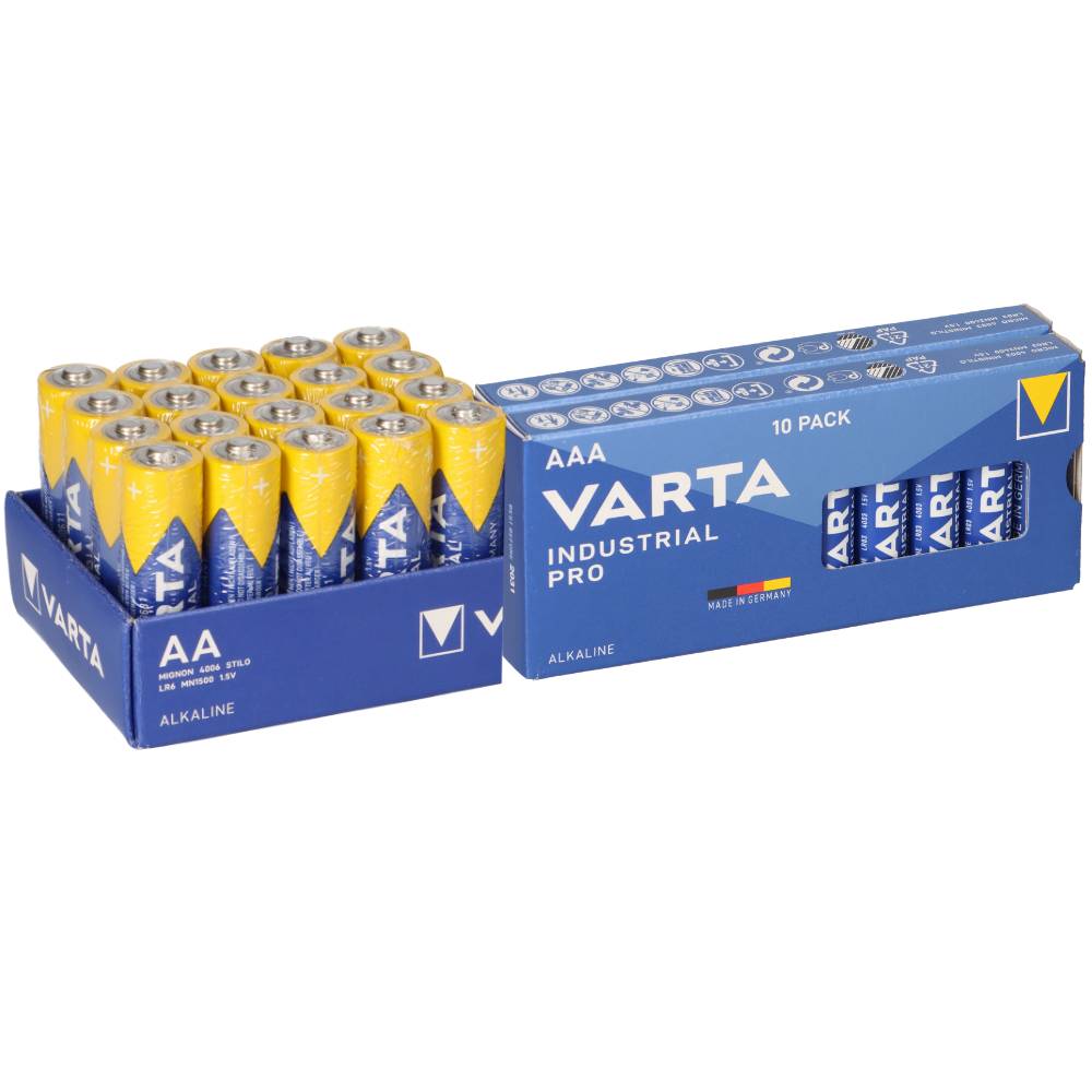 VARTA Industrial Pro Batterie-Set 40 Stück – 20x AA LR6 + 20x AAA LR03