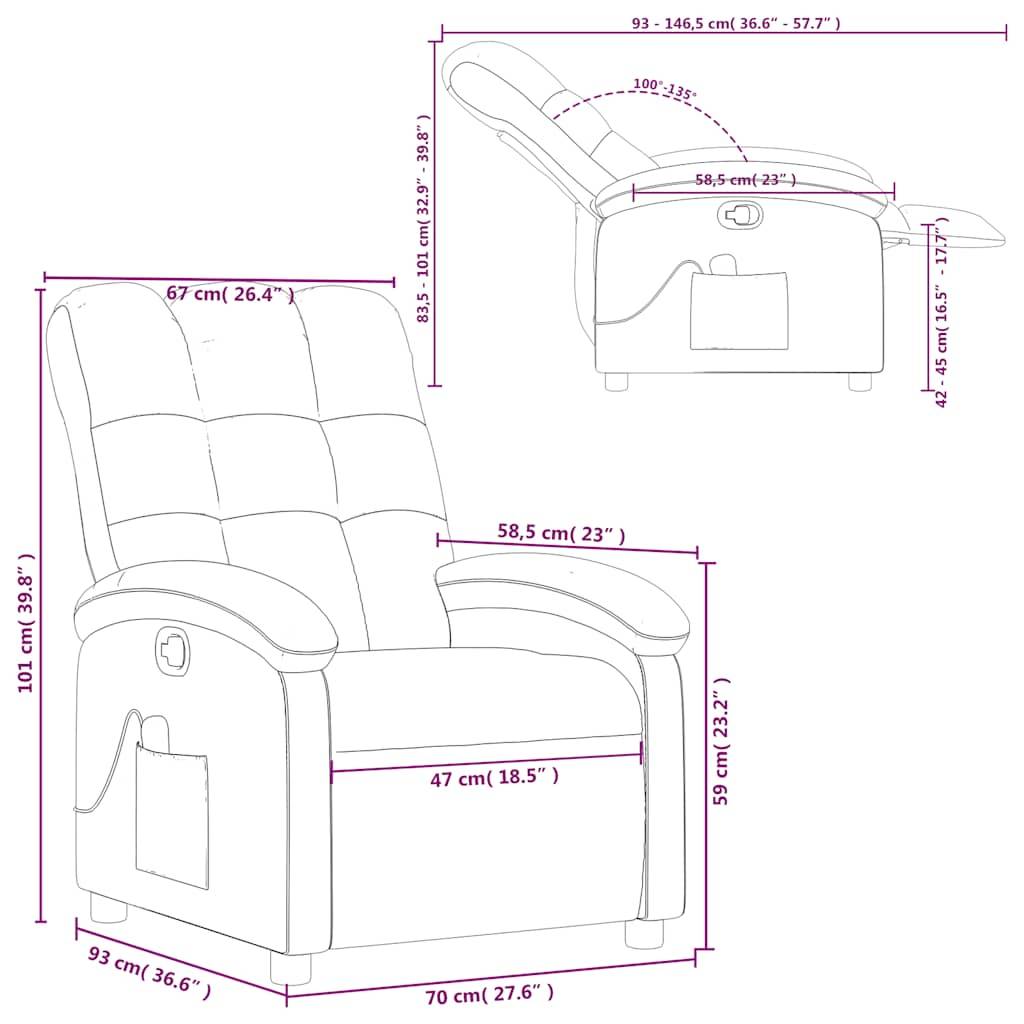 vidaXL Massagesessel Taupe Stoff