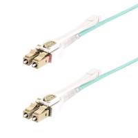 StarTech.com 5m (15ft) LC to LC (UPC) OM4 Multimode Fiber Optic Cable w/Push Pull Tabs, 50/125µm, 100G Networks, Bend In