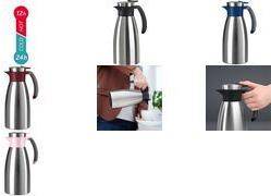 emsa Isolierkanne SOFT GRIP, 1,0 Liter, Edelstahl / blau Einhandbedienung durch Quick-Tip-Verschluss, 100% dicht,