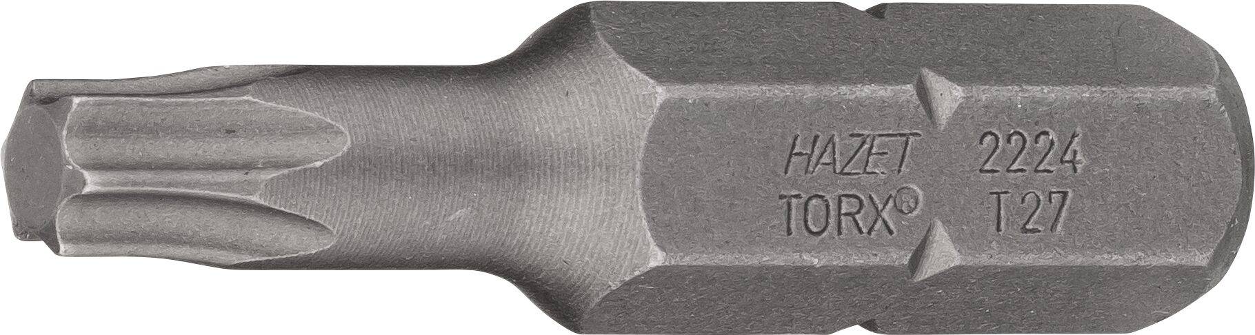 HAZET Bit 2224-T27 ∙ Sechskant massiv 8 (5/16 Zoll) ∙ Innen TORX® Profil ∙ T27