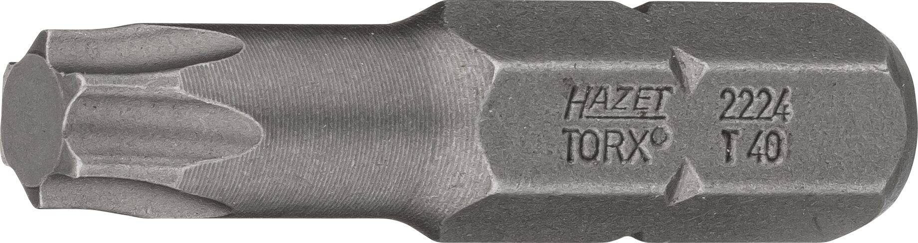 HAZET Bit 2224-T40 ∙ Sechskant massiv 8 (5/16 Zoll) ∙ Innen TORX® Profil ∙ T40