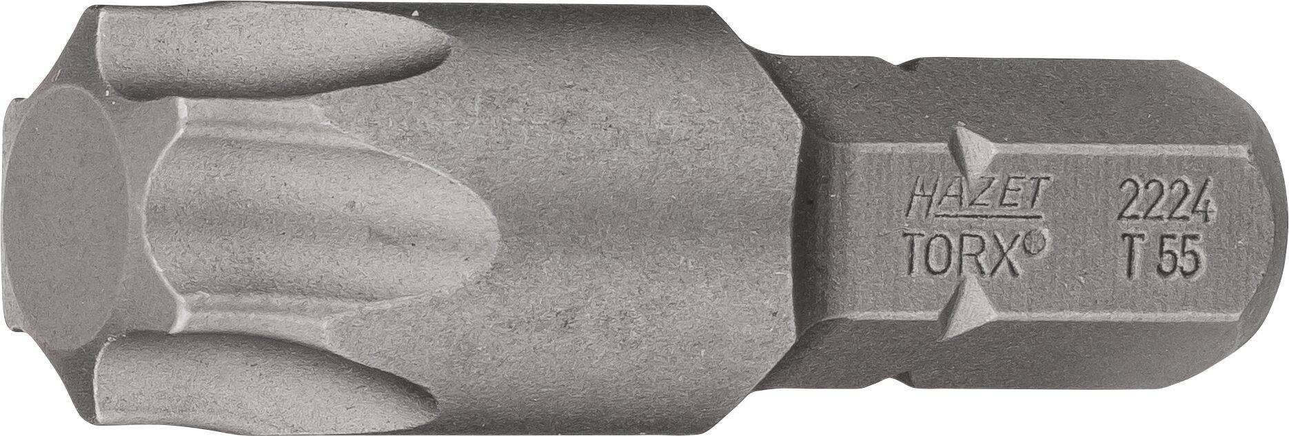 HAZET Bit 2224-T55 ∙ Sechskant massiv 8 (5/16 Zoll) ∙ Innen TORX® Profil ∙ T55