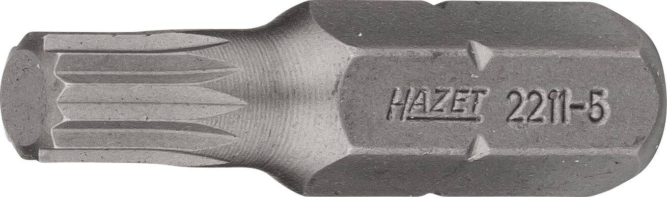 HAZET Bit 2211-5 ∙ Sechskant massiv 6,3 (1/4 Zoll) ∙ Innen Vielzahn Profil XZN ∙ M5