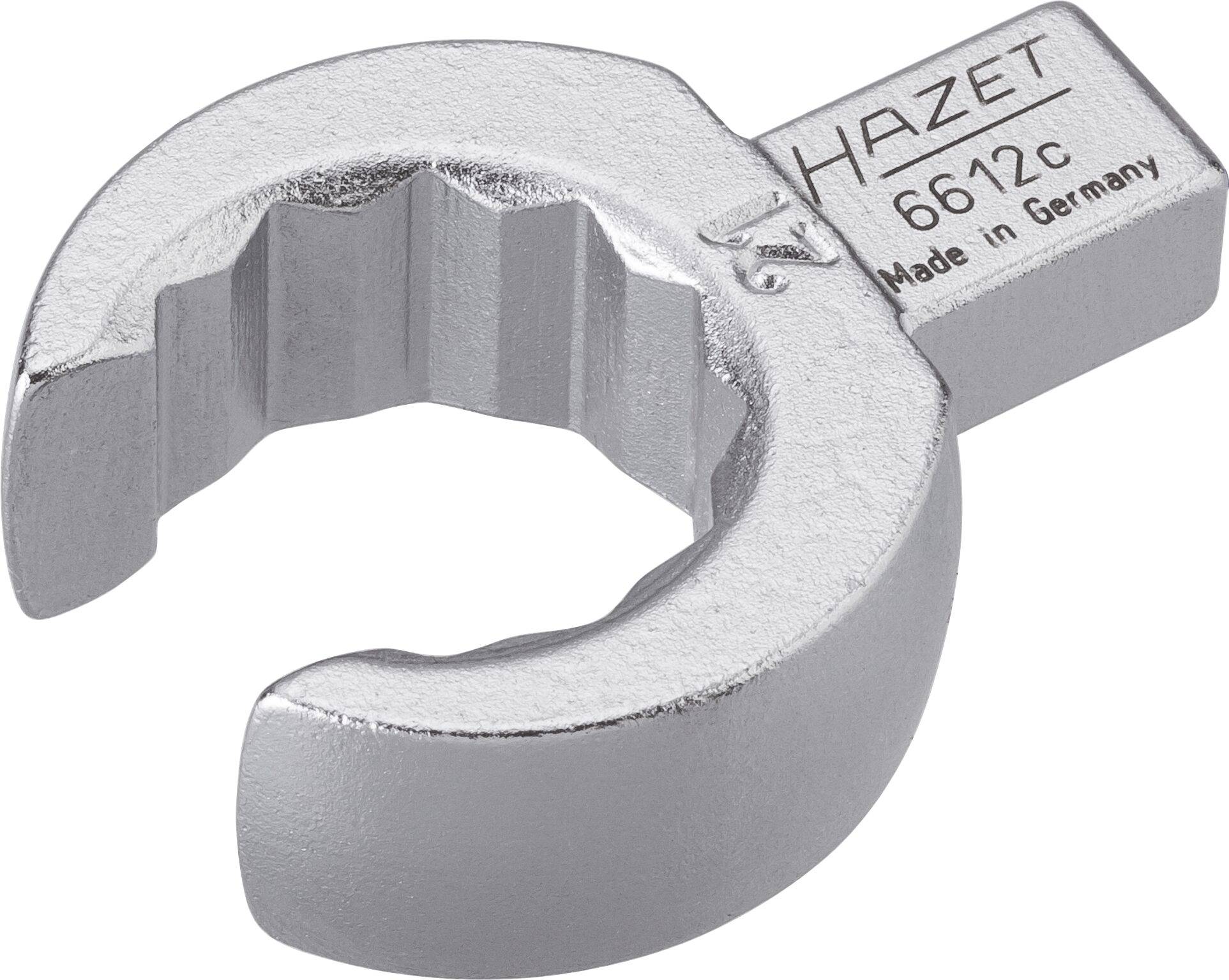HAZET Einsteck-Ringschlüssel ∙ offen 6612C-21 ∙ Einsteck-Vierkant 9 x 12 mm ∙ Außen Doppel-Sechskant Profil ∙ 21 mm