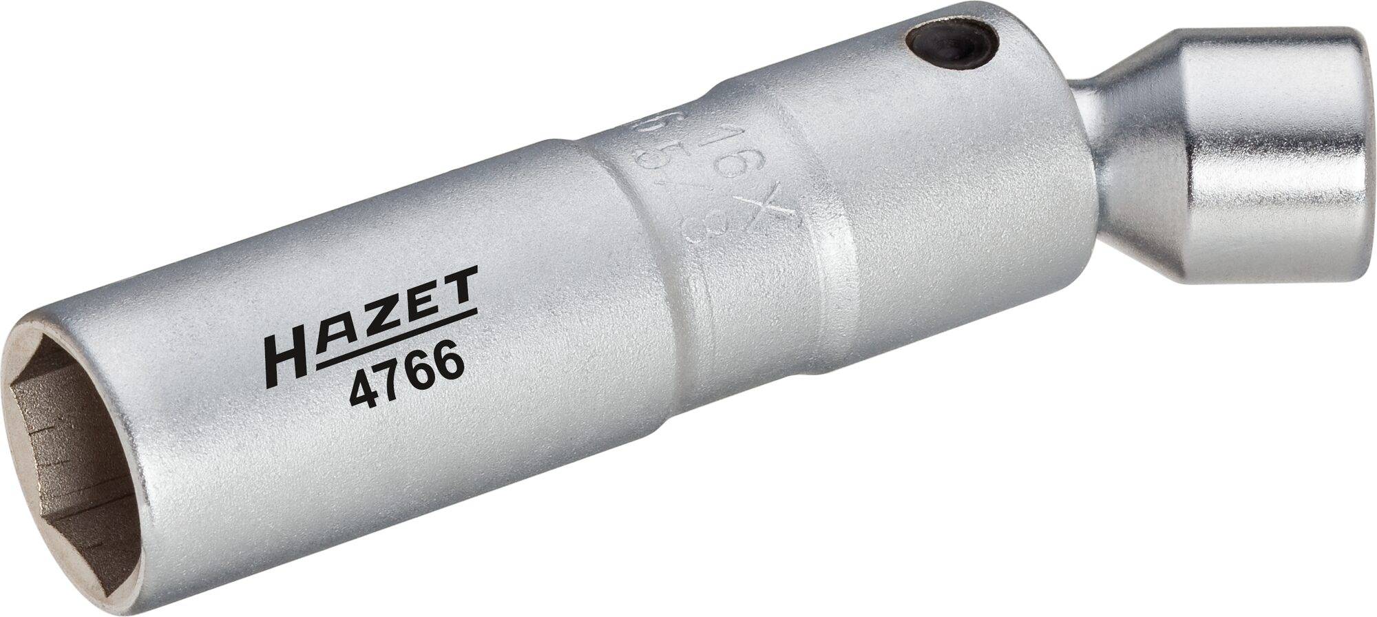 HAZET Zündkerzen-Schlüssel 4766 ∙ Vierkant hohl 10 mm (3/8 Zoll) ∙ Außen Sechskant Profil ∙ 16 mm ∙ 5⁄8 ″