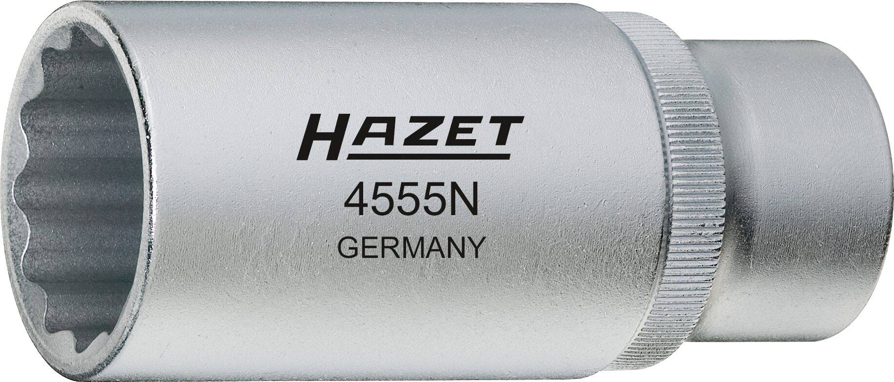 HAZET Einspritzdüsen-Werkzeug 4555N ∙ Vierkant hohl 12,5 mm (1/2 Zoll) ∙ Außen Doppel-Sechskant Profil ∙ 27 mm