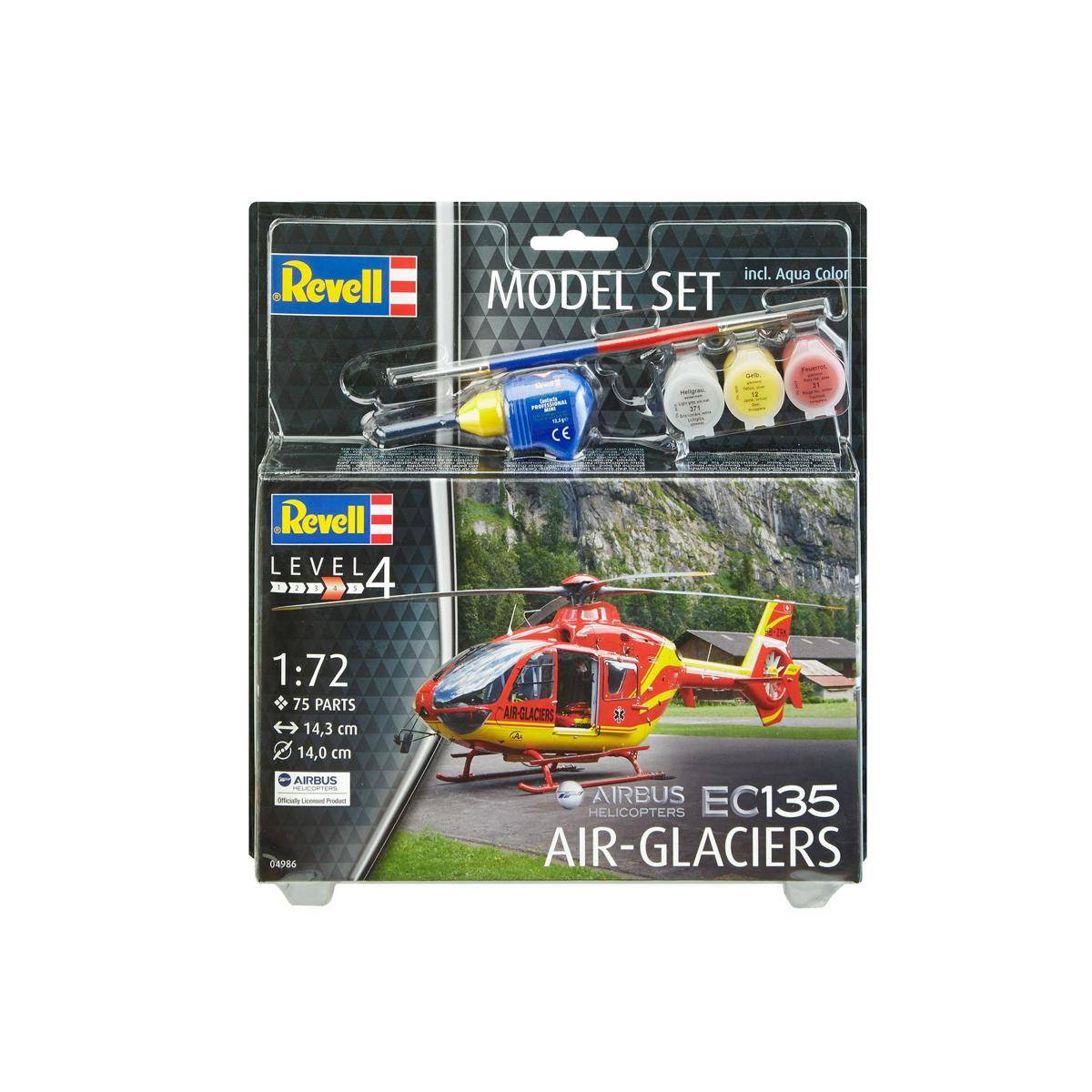 Revell Modellbausatz mit Basiszubehör,Model Set EC135 AIR-GLACIERS