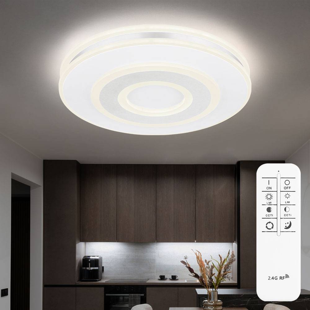 LED Deckenleuchte mit Fernbedienung Deckenlampe dimmbar Wohnzimmerleuchte weiß, CCT, 48W 3800Lm warmweiß-kaltweiß, DxH 42x6,5 cm