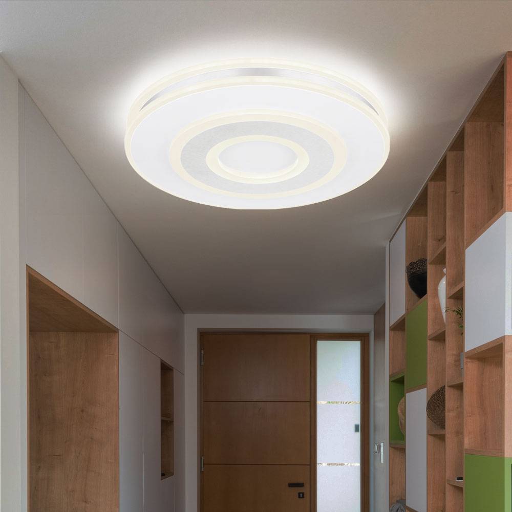 LED Deckenleuchte mit Fernbedienung Deckenlampe dimmbar Wohnzimmerleuchte weiß, CCT, 48W 3800Lm warmweiß-kaltweiß, DxH 42x6,5 cm