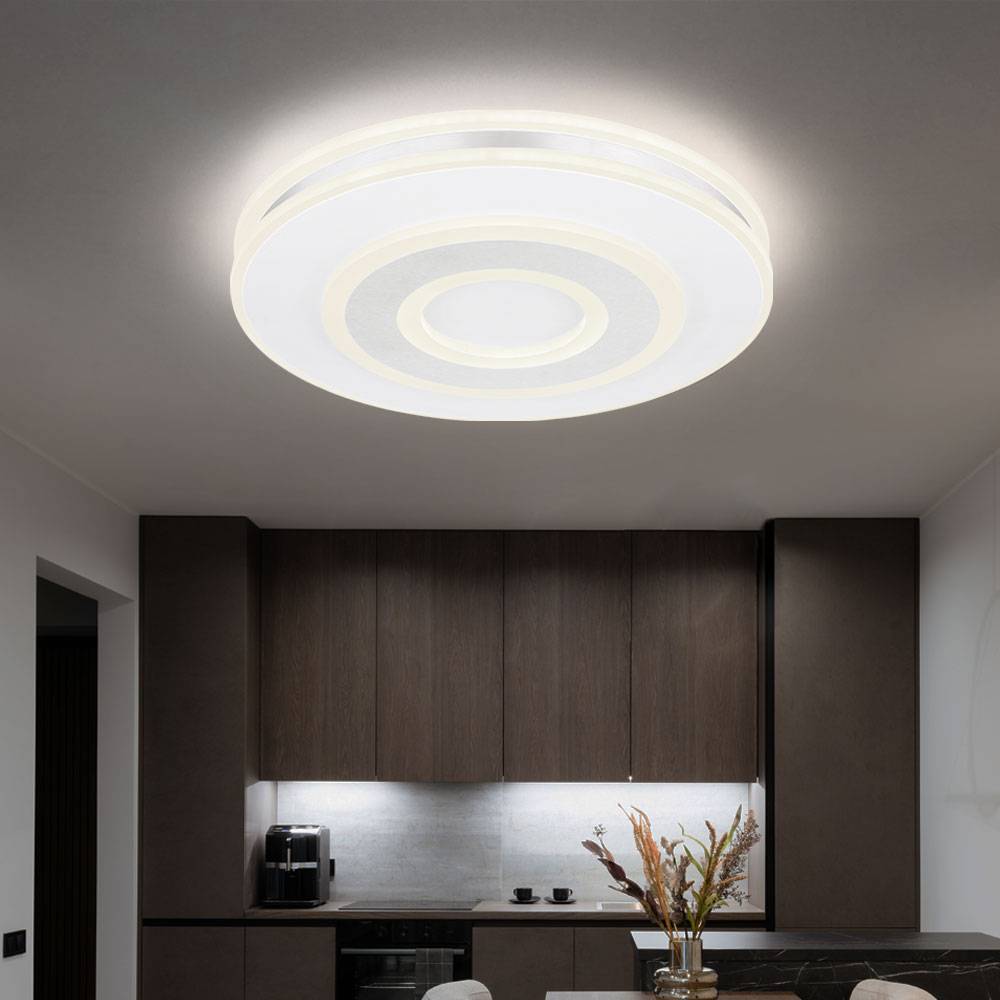 LED Deckenleuchte mit Fernbedienung Deckenlampe dimmbar Wohnzimmerleuchte weiß, CCT, 48W 3800Lm warmweiß-kaltweiß, DxH 42x6,5 cm