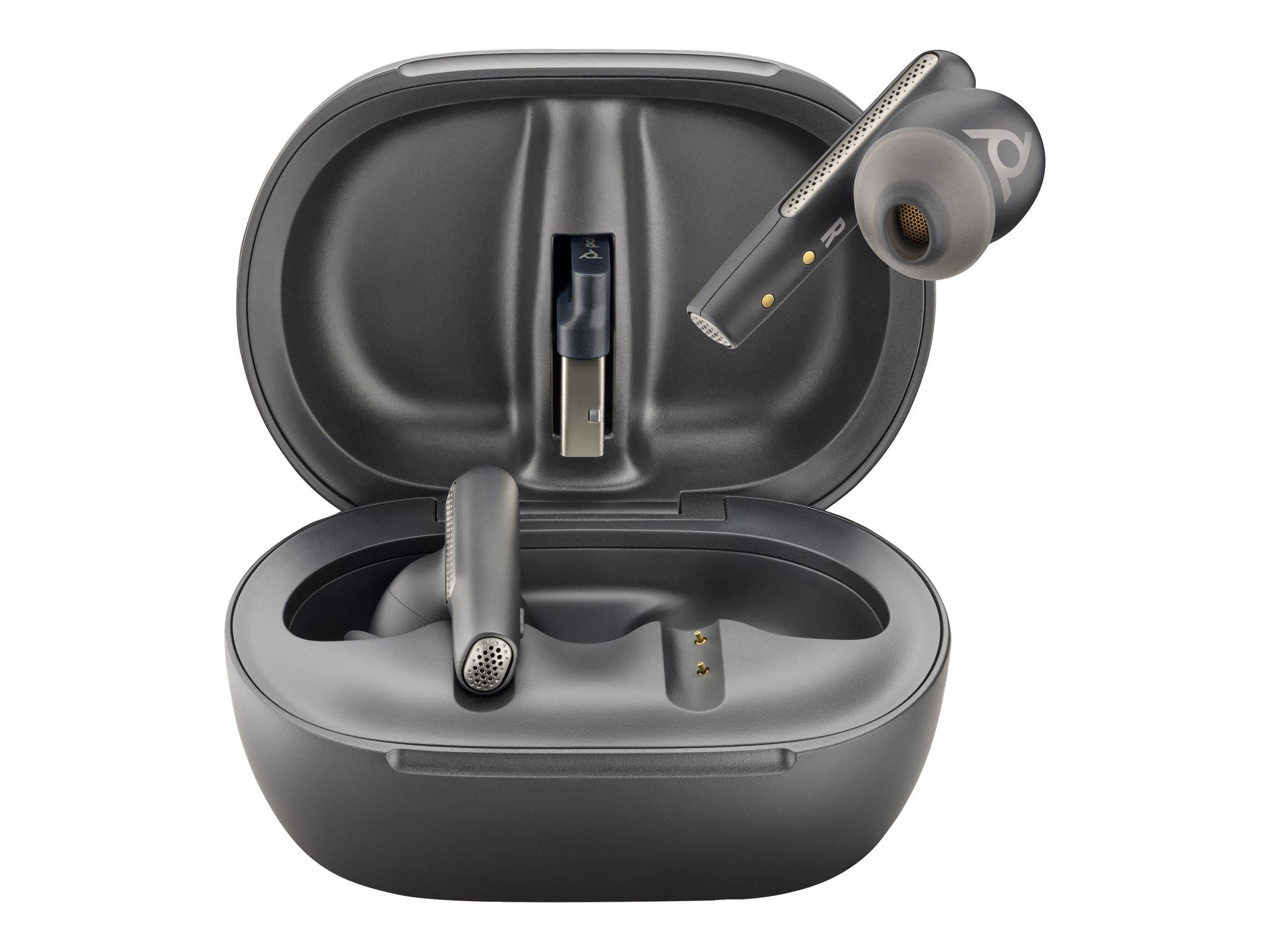 Poly Voyager Free 60+ - True Wireless-Kopfhörer mit Mikrofon - im Ohr - Bluetooth - aktive Rauschunterdrückung - Adapter