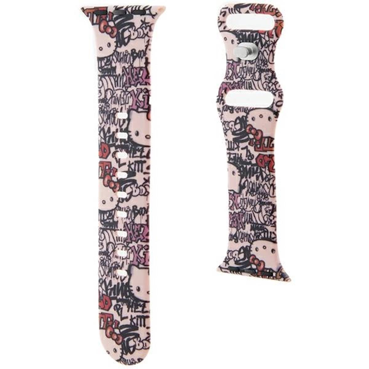 Hello Kitty Apple Watch Band für 38 / 40 / 41mm mit Graffiti und Kitty Head Muster