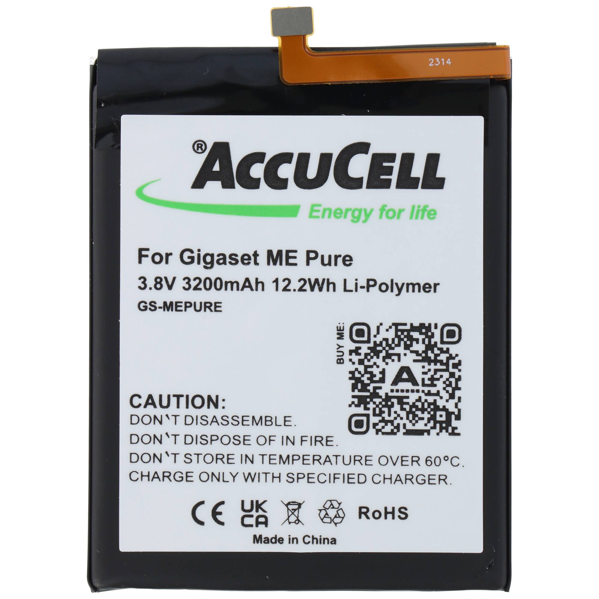 Akku passend für Gigaset ME Pure Li-Polymer 3.8V 3200mAh 12.2Wh