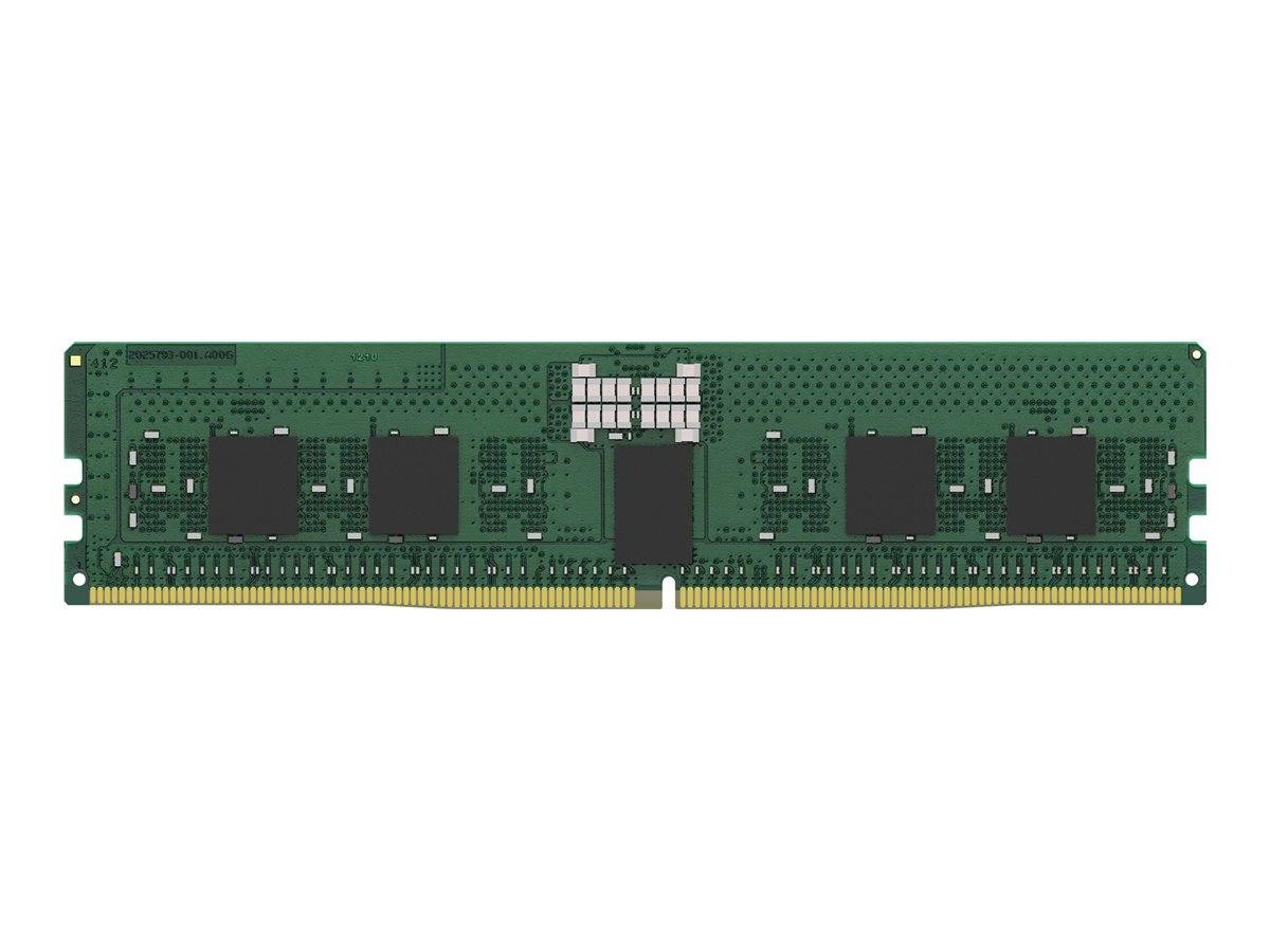 Grünes Computer-RAM-Modul mit mehreren schwarzen Speicherchips und vergoldetem Steckerrand auf weißem Hintergrund.