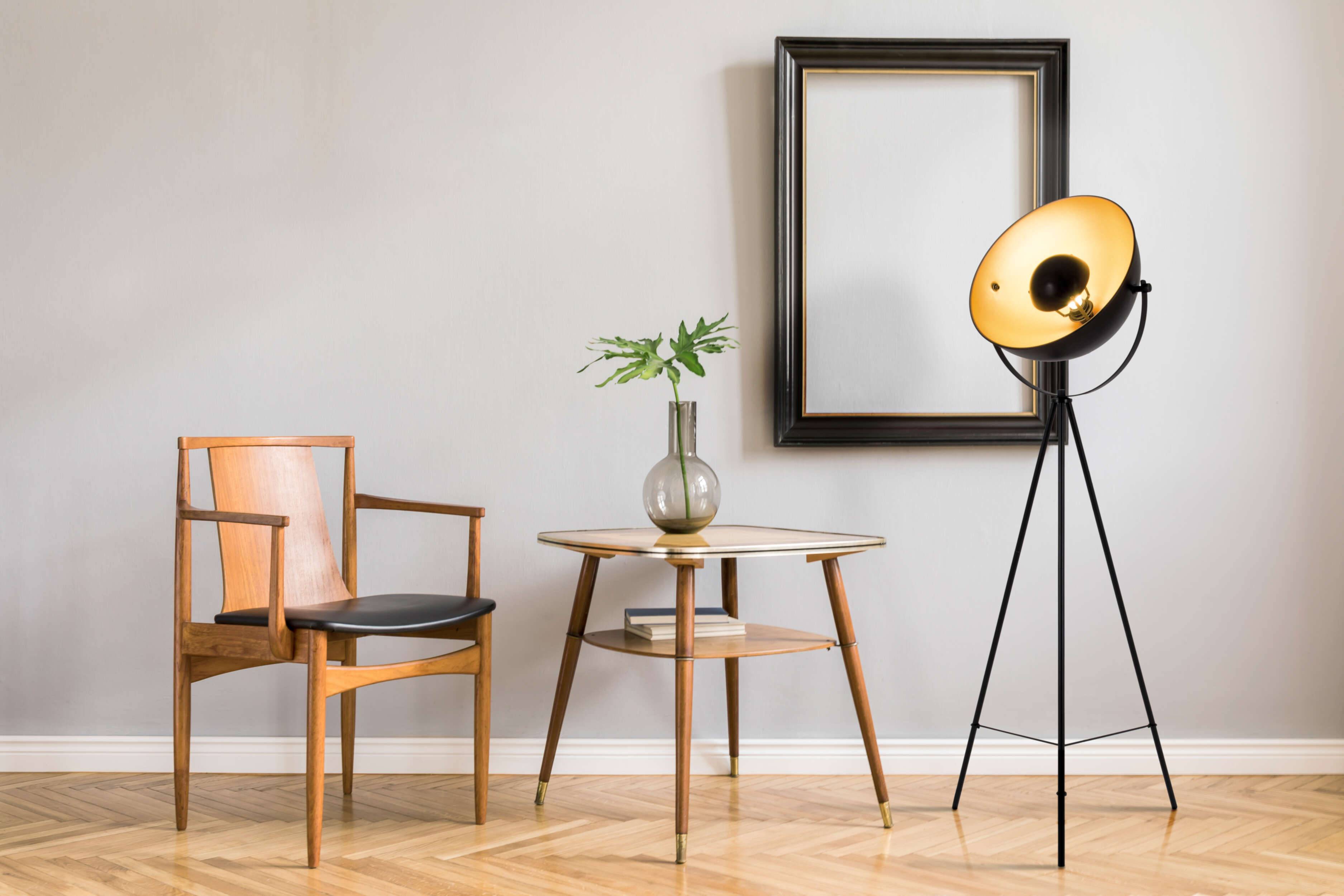 Stehleuchte Dreibein "BERNICE" schwarz / gold