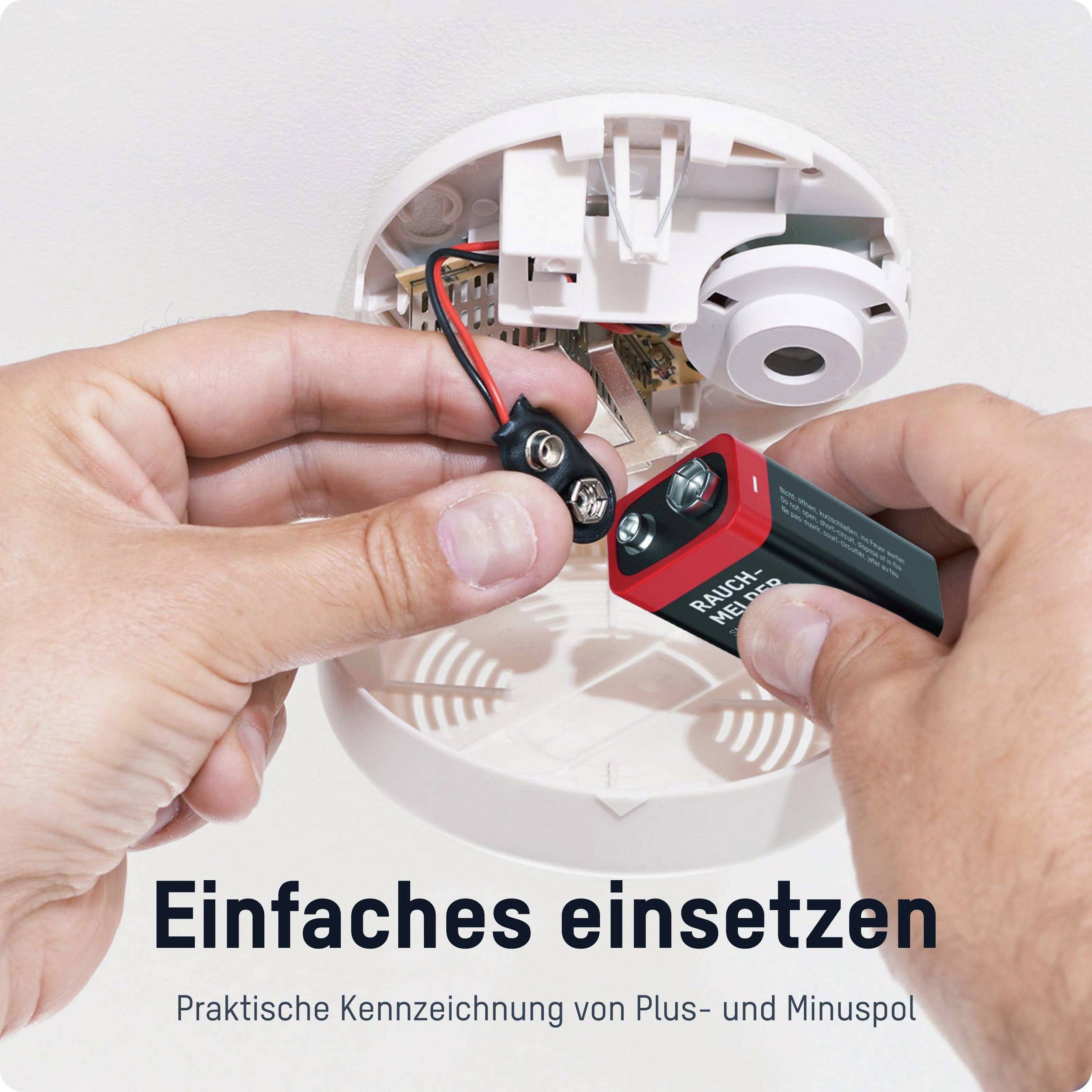 ANSMANN 9V-Blockbatterie, Alkali, 550mAh, 2 Stück, für Rauchmelder