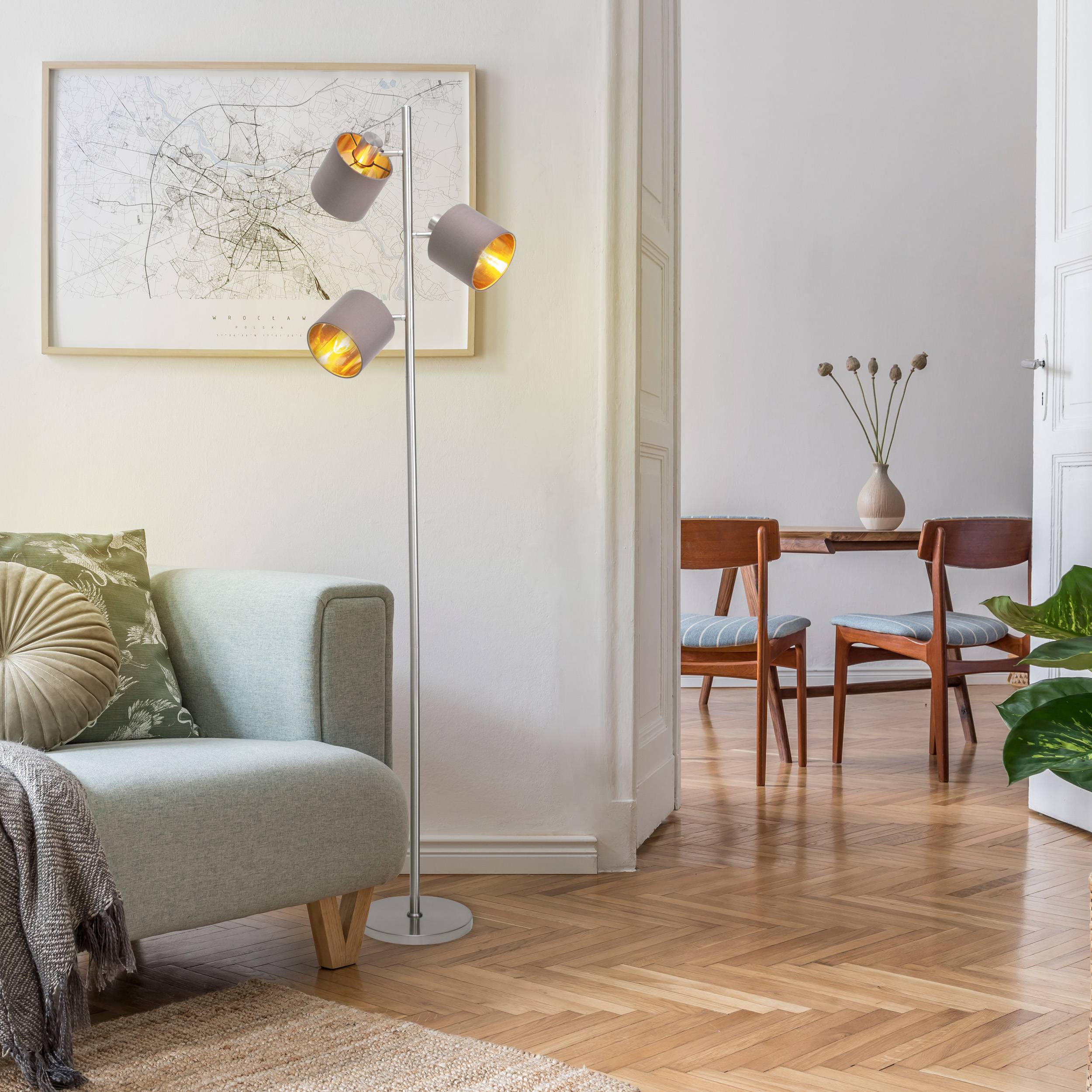 Stehleuchte "MARON" H: ca. 153 cm braun