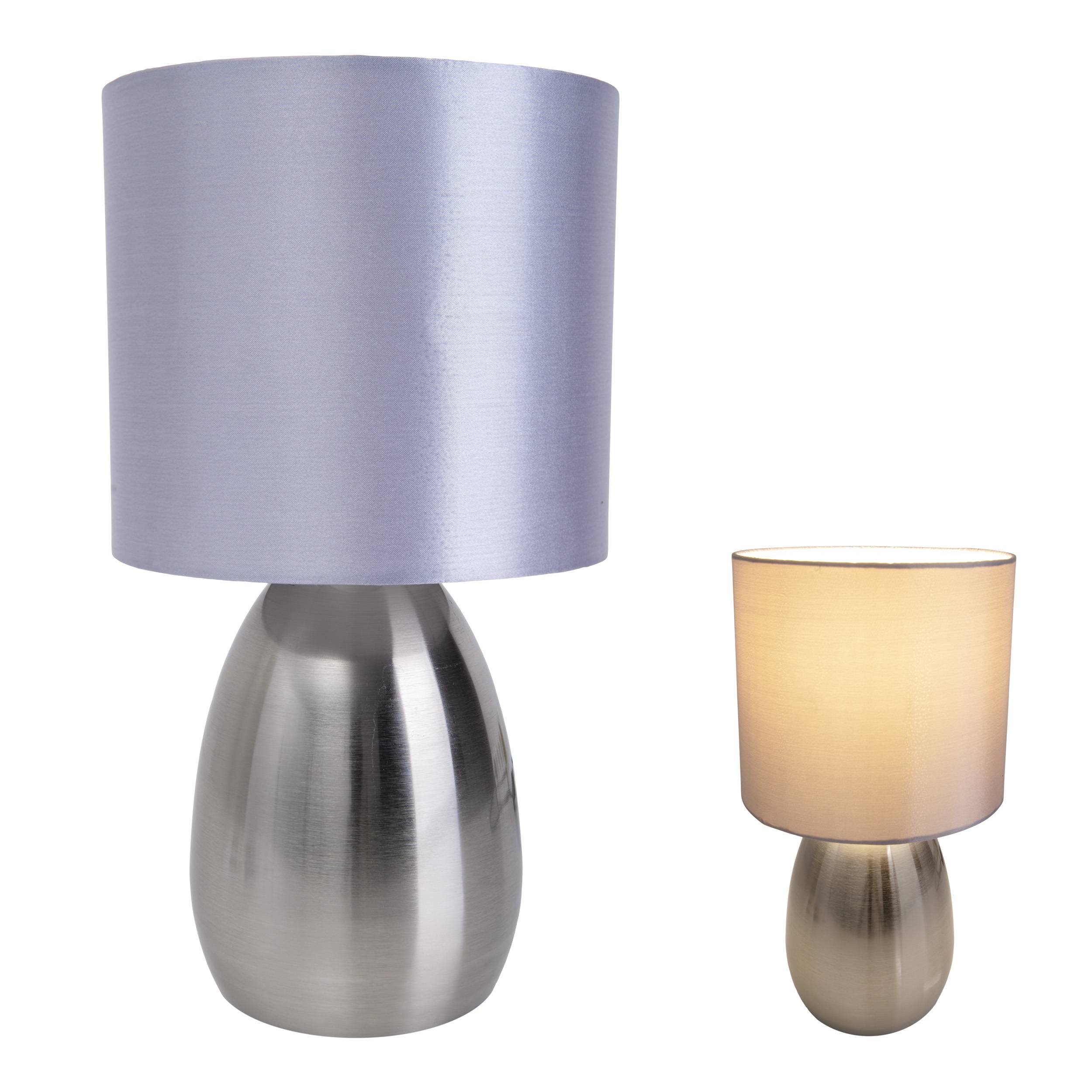 Tischleuchte "AURUM" H: 33 cm stahl-blank/grau