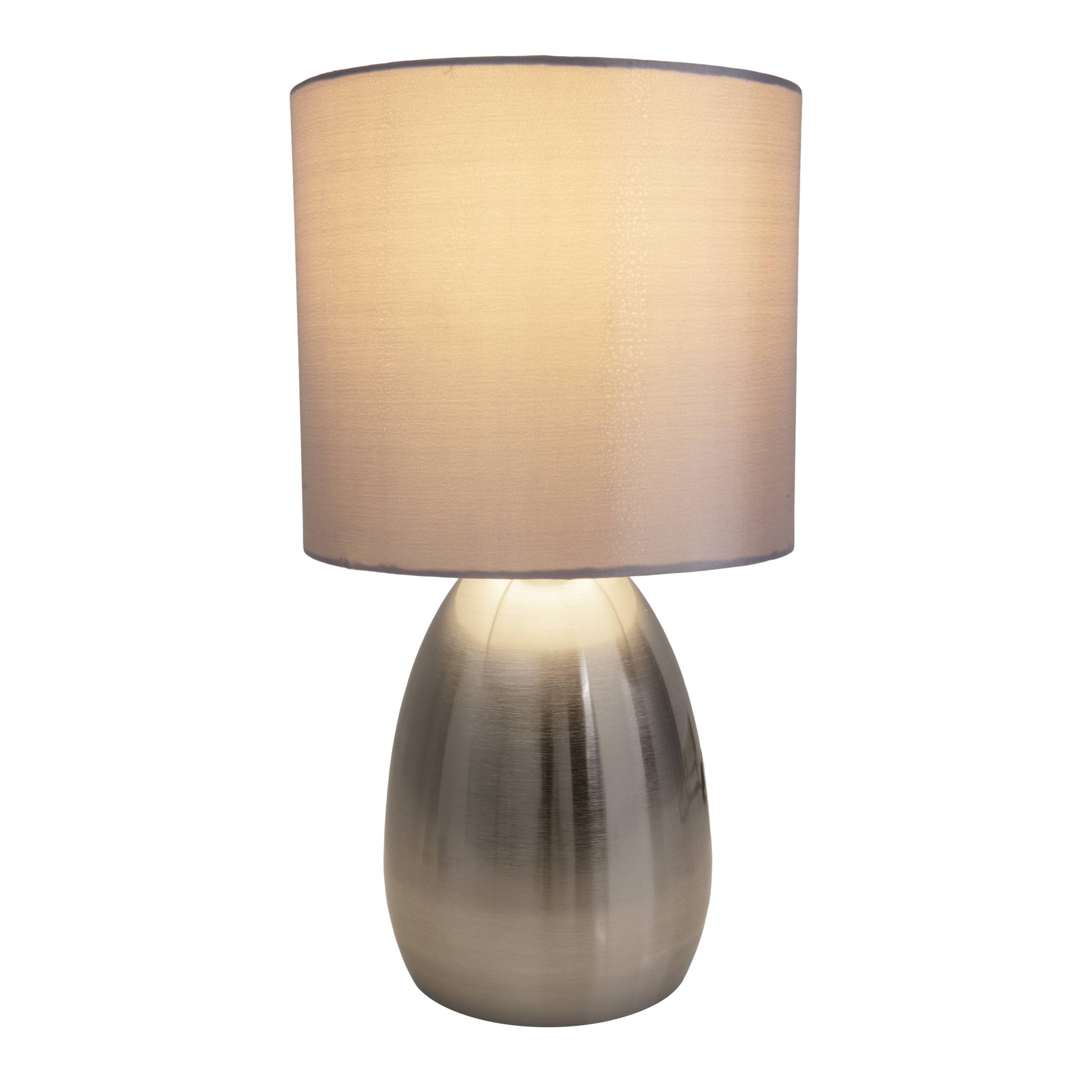 Tischleuchte "AURUM" H: 33 cm stahl-blank/grau