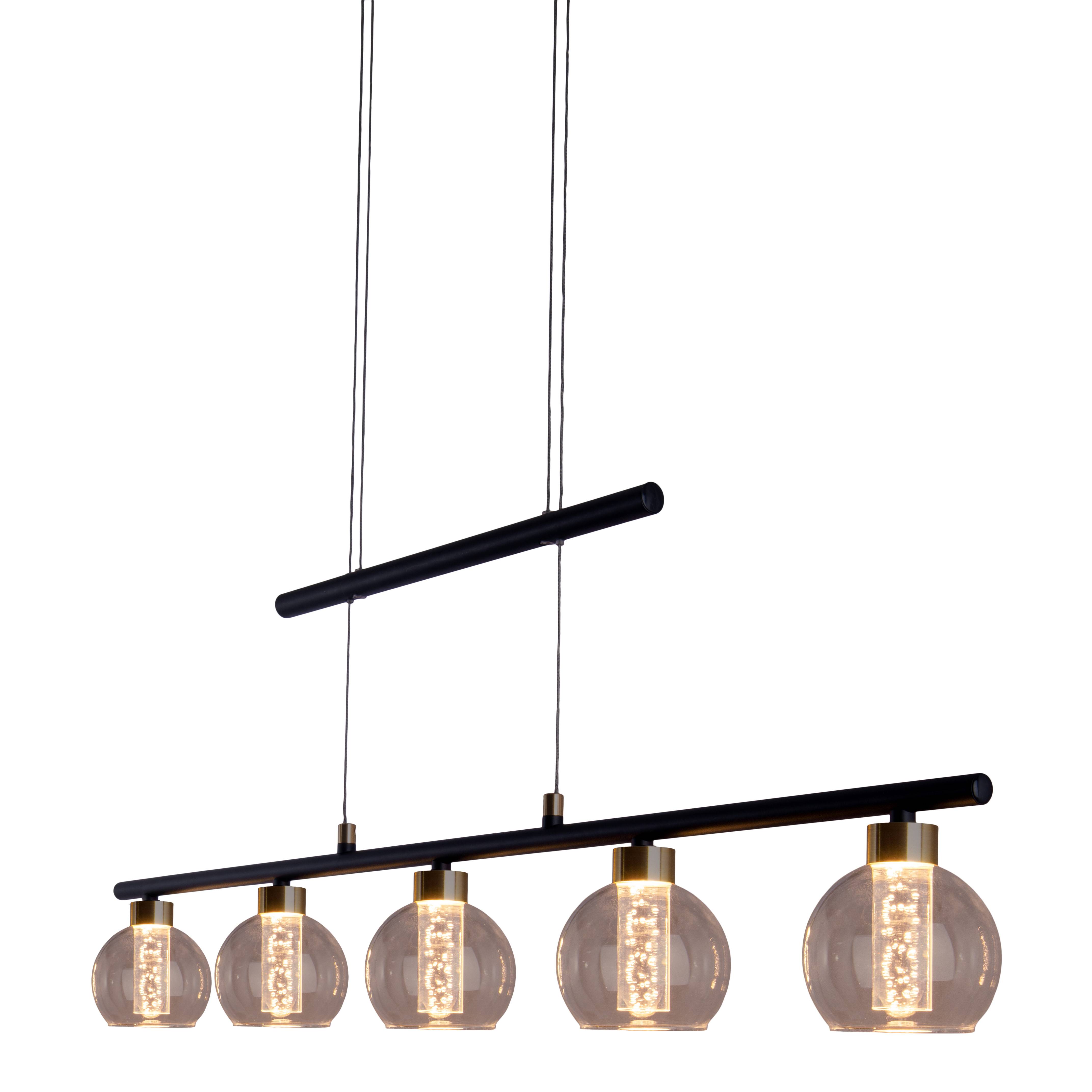 LED Glas-Pendelleuchte "BRASS" schwarz