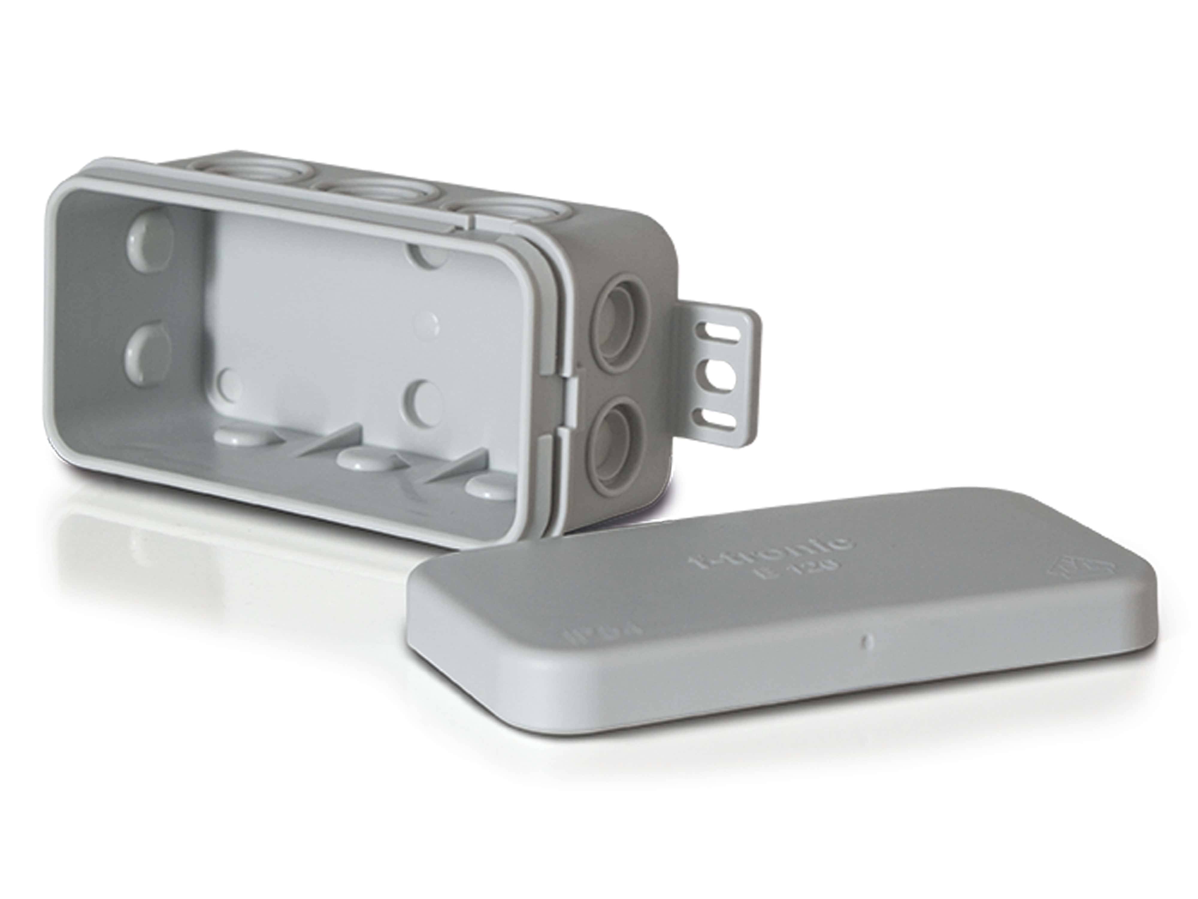 F-TRONIC Verteilerdose, 85x44x40 mm, 10 Einführungen, grau, 10 Stück