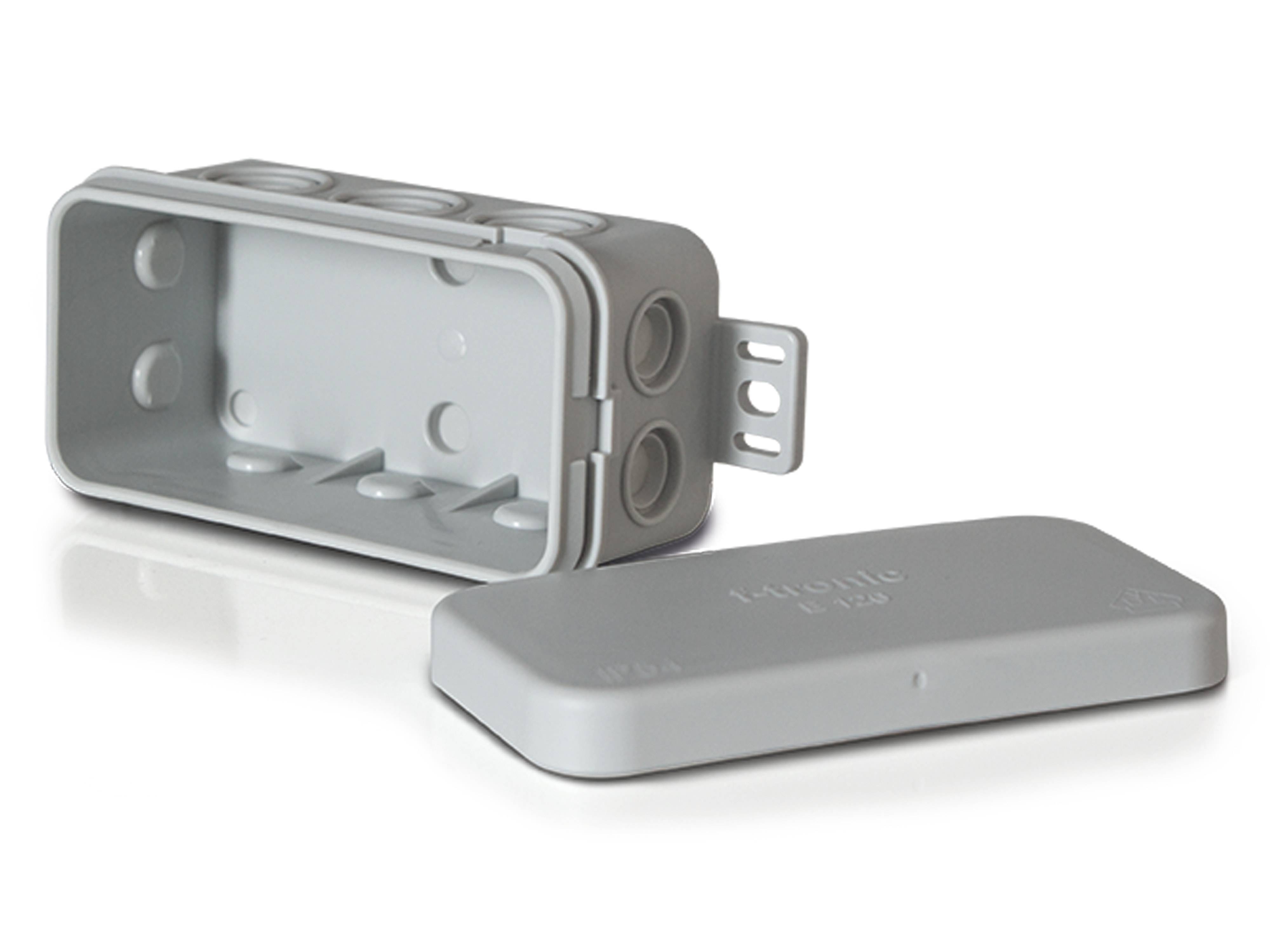 F-TRONIC Verteilerdose, 85x44x40 mm, 10 Einführungen, grau, 10 Stück
