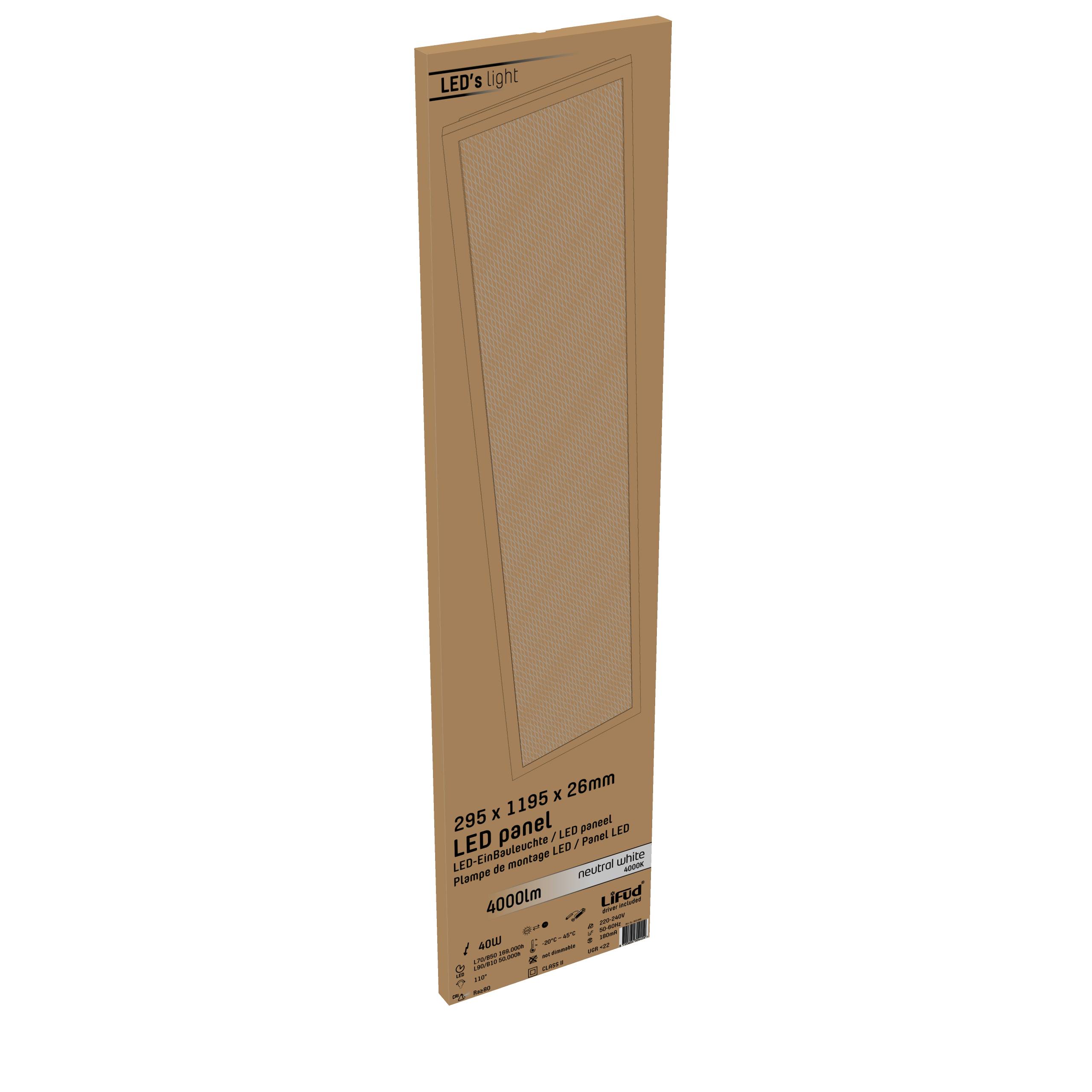 LED's light LED-Panel 30 x 120 cm 40W neutralweiß UGR<22