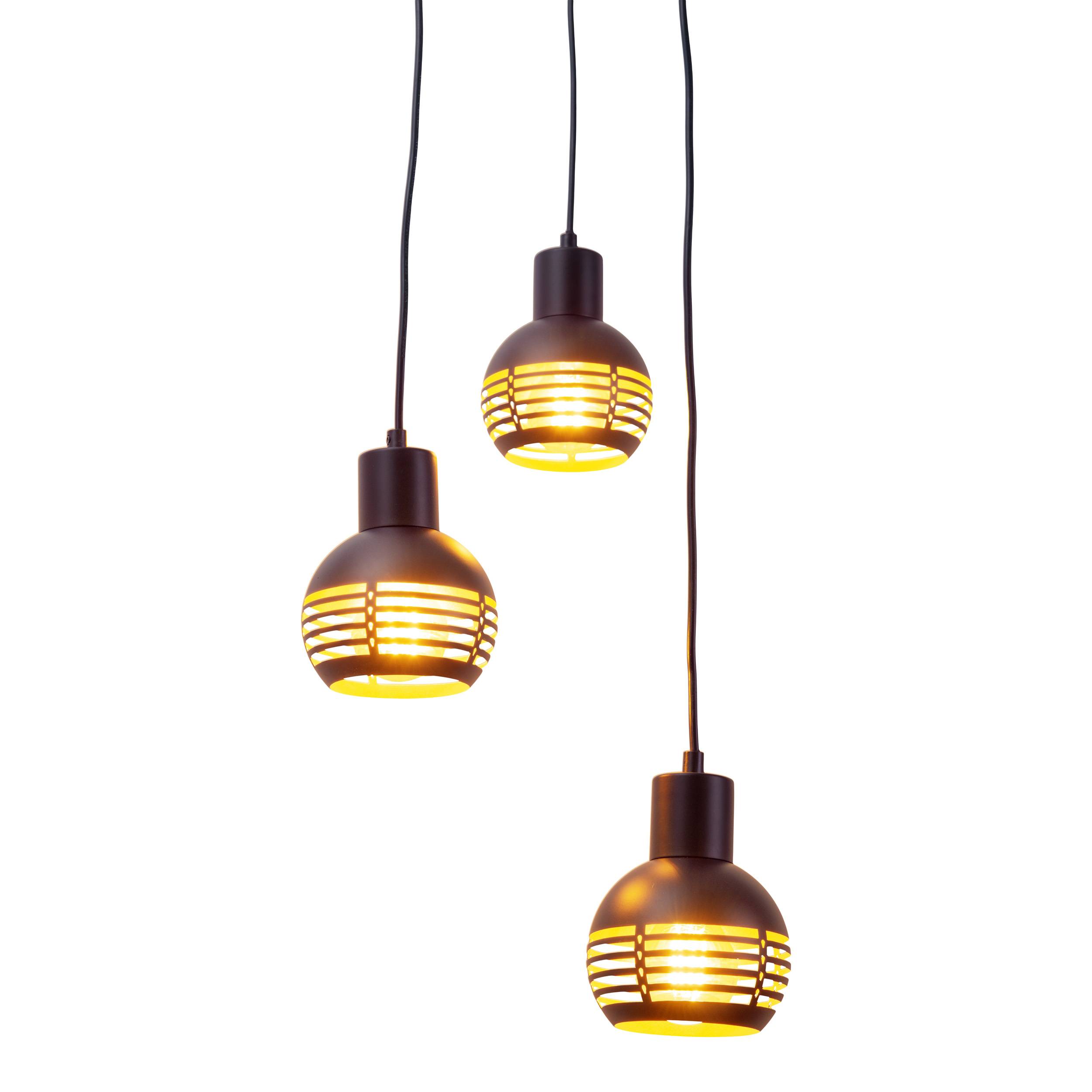 3er Pendelleuchte schwarz/golden "CASCO"