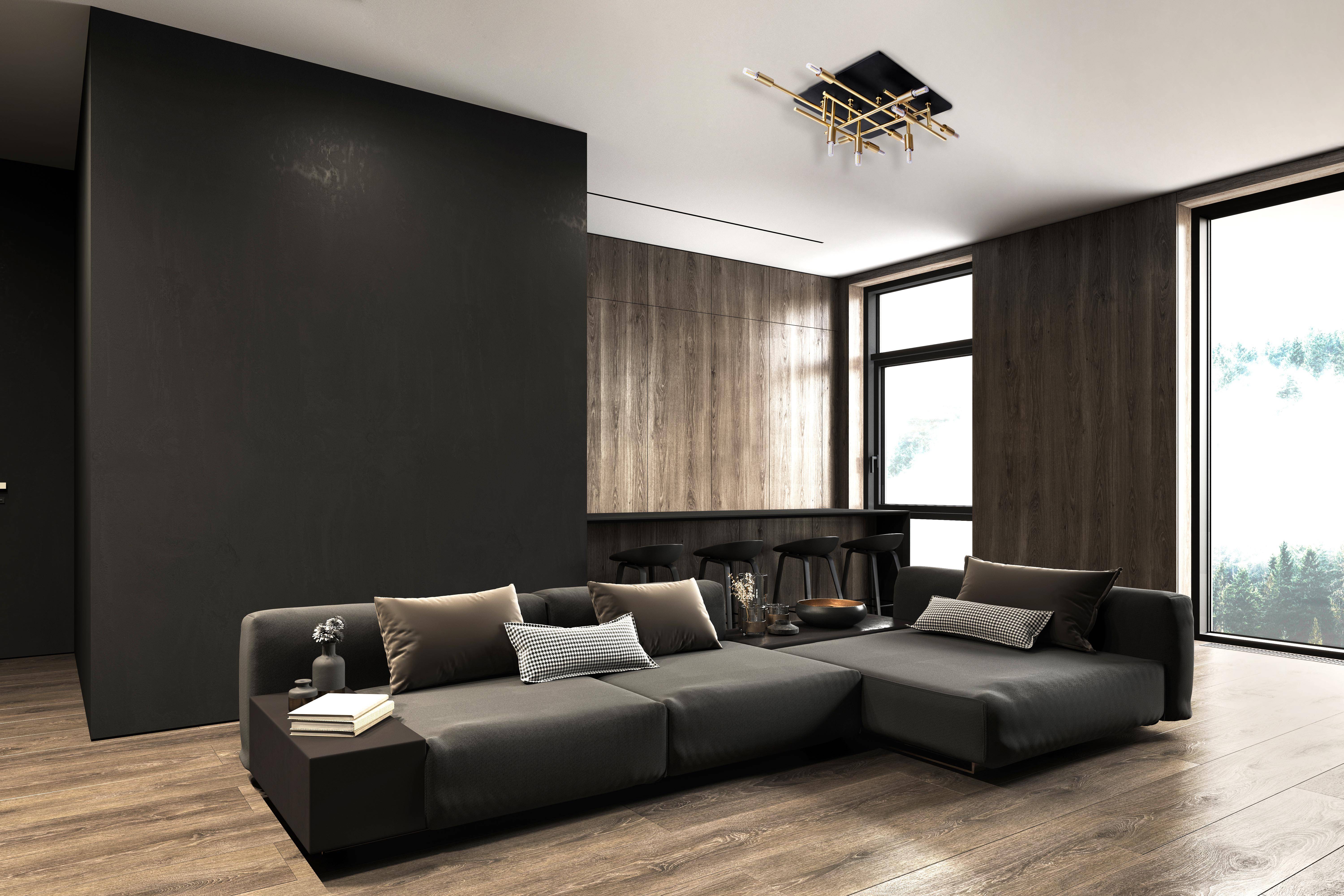 LED Deckenleuchte "ANCONA" mit Backlight schwarz / gold