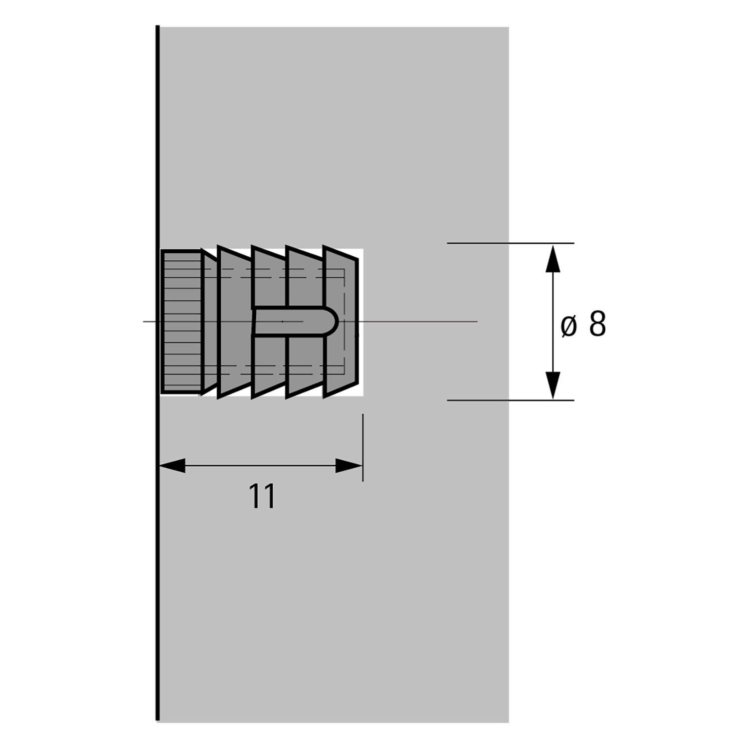 Muffe Nr.49 für Gewinde M6 D 8mm , Kunststoff weiß