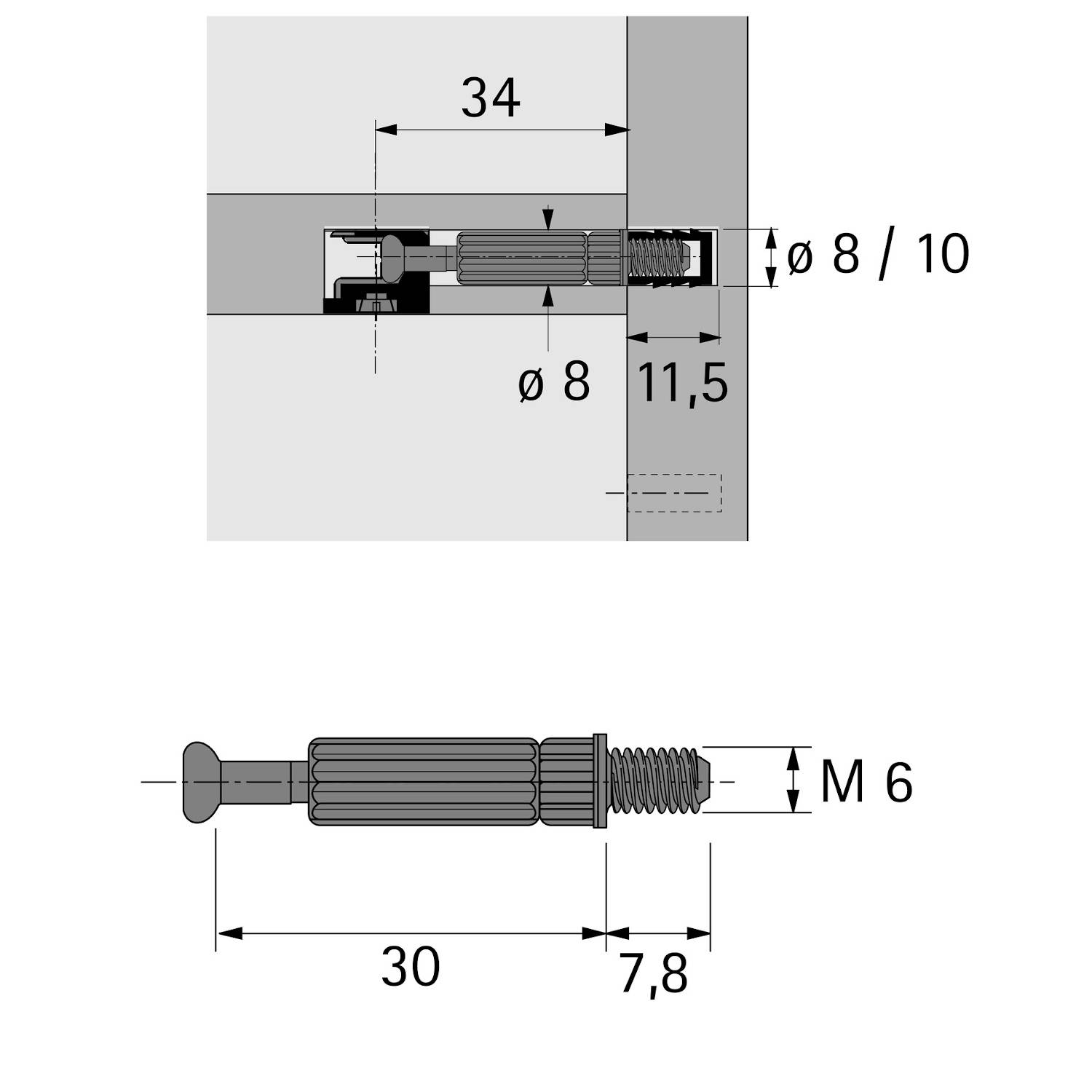 Einschraubdübel Twister DU 644, 30 mm, schwarz
