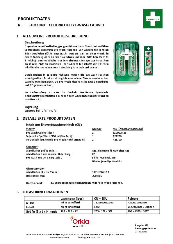 Wandhalterung f.Augendusche 4000 386 481 CEDERROTH