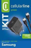 Cellularline USB-C Charger Kit 15W, Drinnen, AC, 9 V, Schwarz