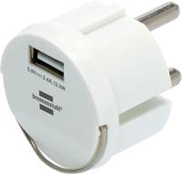 Brennenstuhl USB-A Steckdosenadapter, USB-A Ladebuchse 2,4 A, max. 12,0 W, weiß Mini USB Typ A Adapter zum Einstecken in ein Steckdosennest - Output