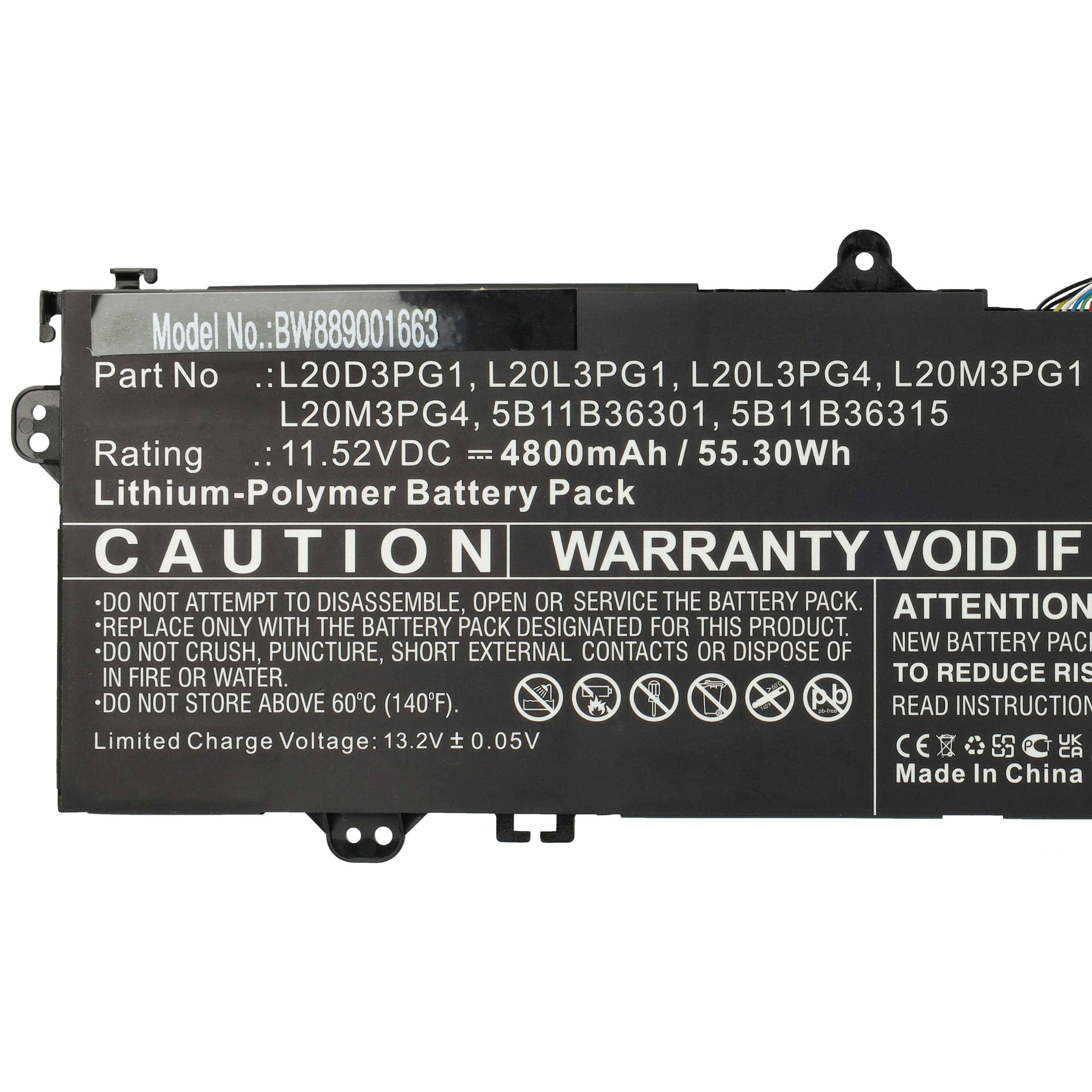 vhbw Akku kompatibel mit Lenovo 14W GEN 2 82N8000DIU, 82N8000DMZ, 82N8000DPB, 82N8000DGM Notebook (3850 mAh, 15,44 V, Li-Polymer)