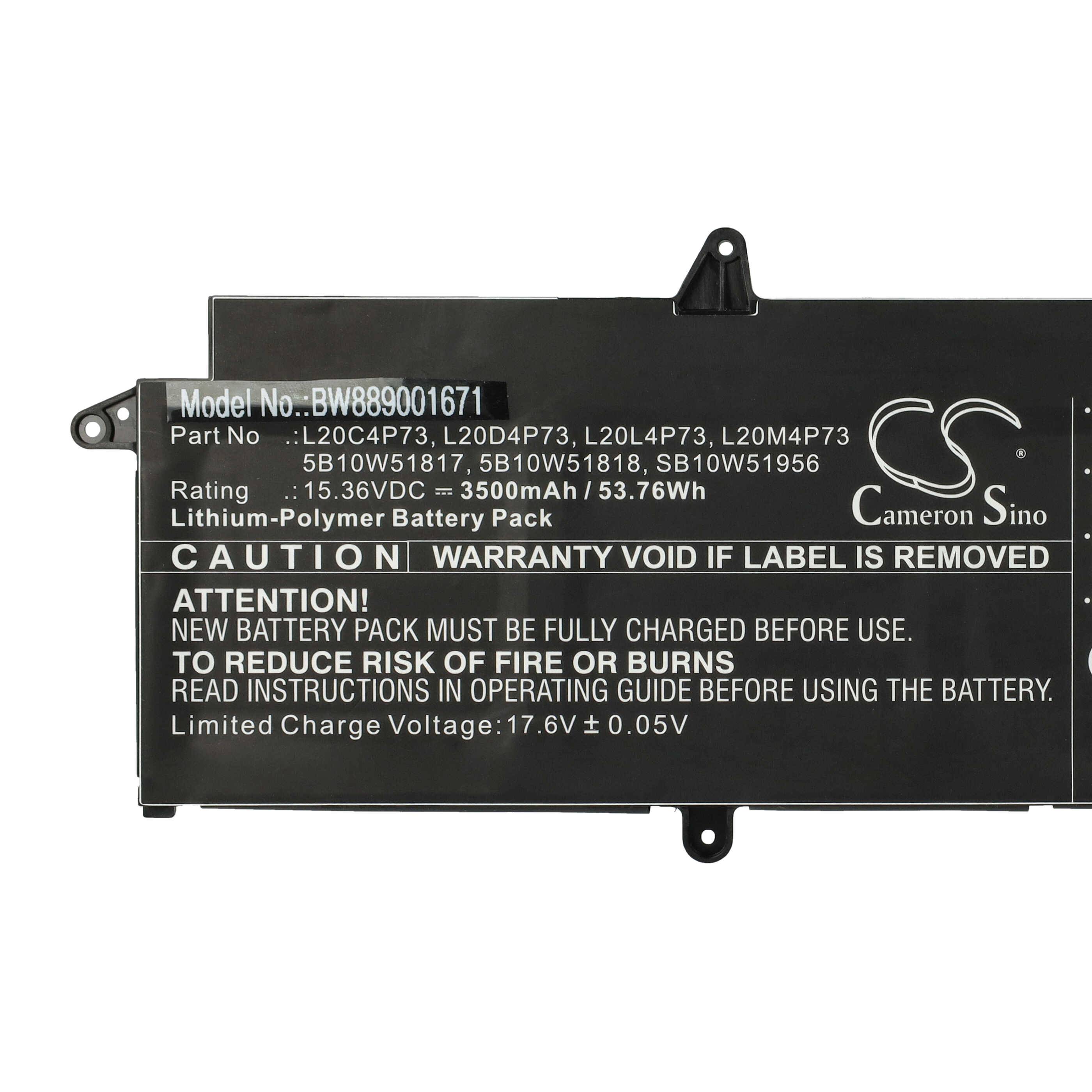 vhbw Akku kompatibel mit Lenovo ThinkPad X13 Gen 2 (INTEL)-20WK00M1CK, (INTEL)-20WK00LWRI Notebook (3500 mAh, 15,36 V, Li-Polymer)