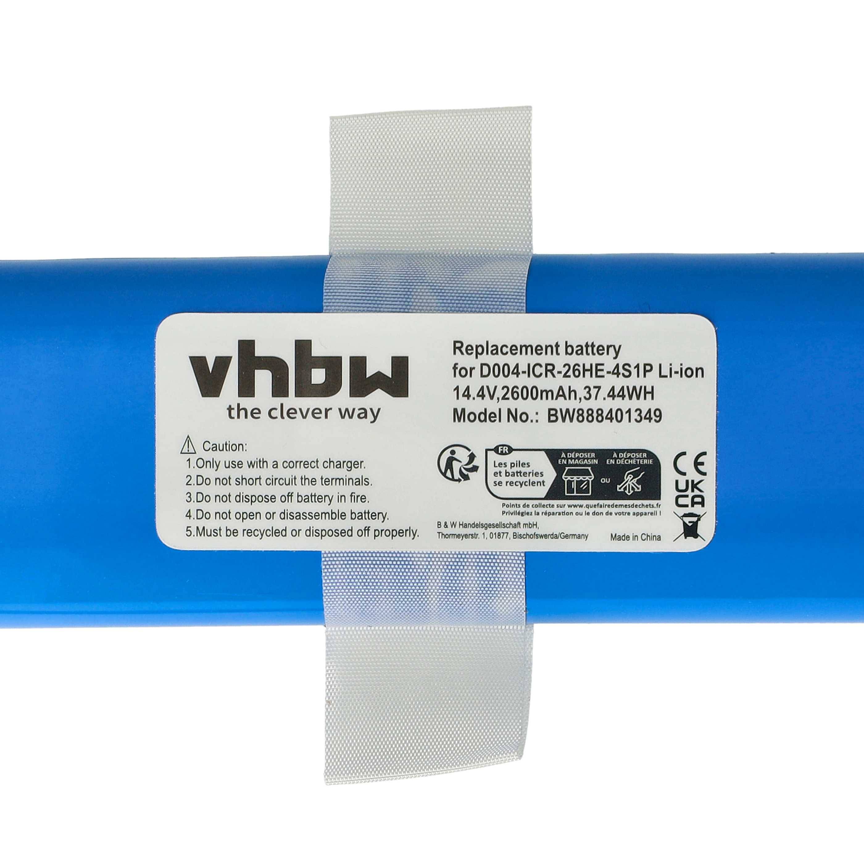 vhbw Akku kompatibel mit 360 S6, S8 Staubsauger (2600 mAh, 14,4 V, Li-Ion)