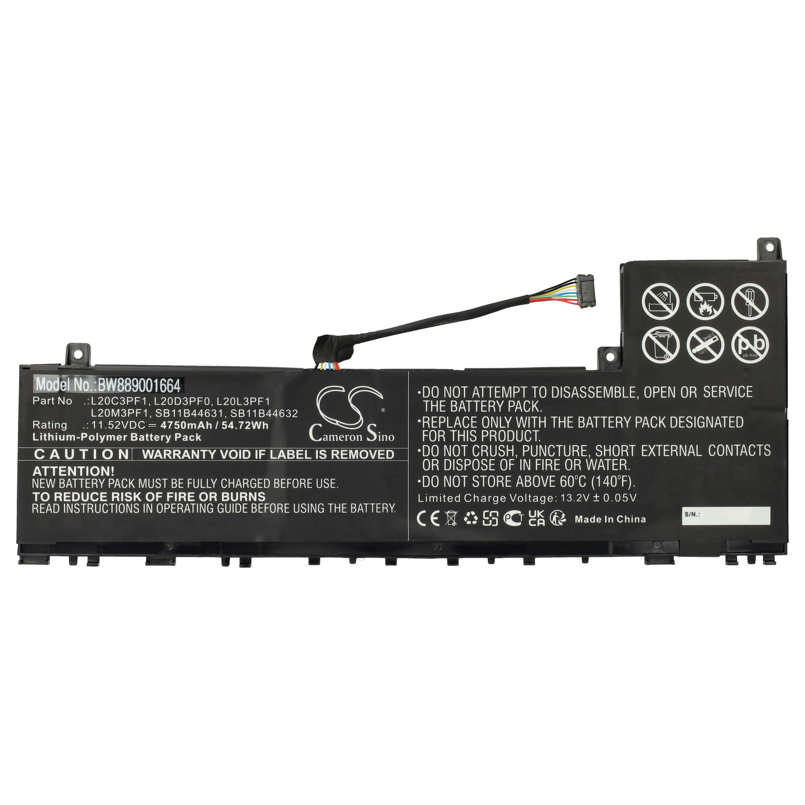vhbw Akku kompatibel mit Lenovo IdeaPad 5 PRO-14ITL6(82L3008XGE) Notebook (4750 mAh, 11,52 V, Li-Polymer)