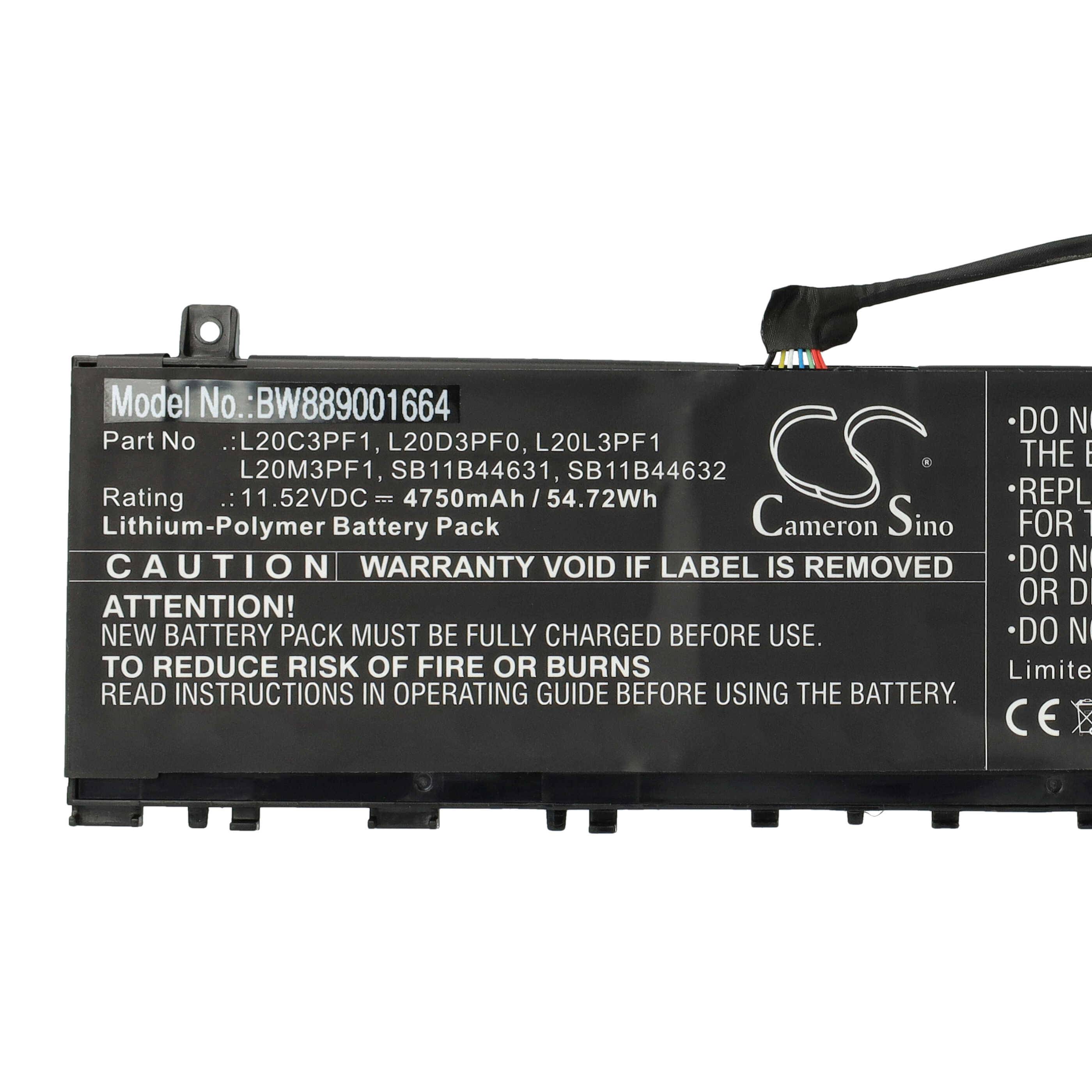 vhbw Akku kompatibel mit Lenovo IdeaPad 5 PRO-14ITL6(82L3008XGE) Notebook (4750 mAh, 11,52 V, Li-Polymer)