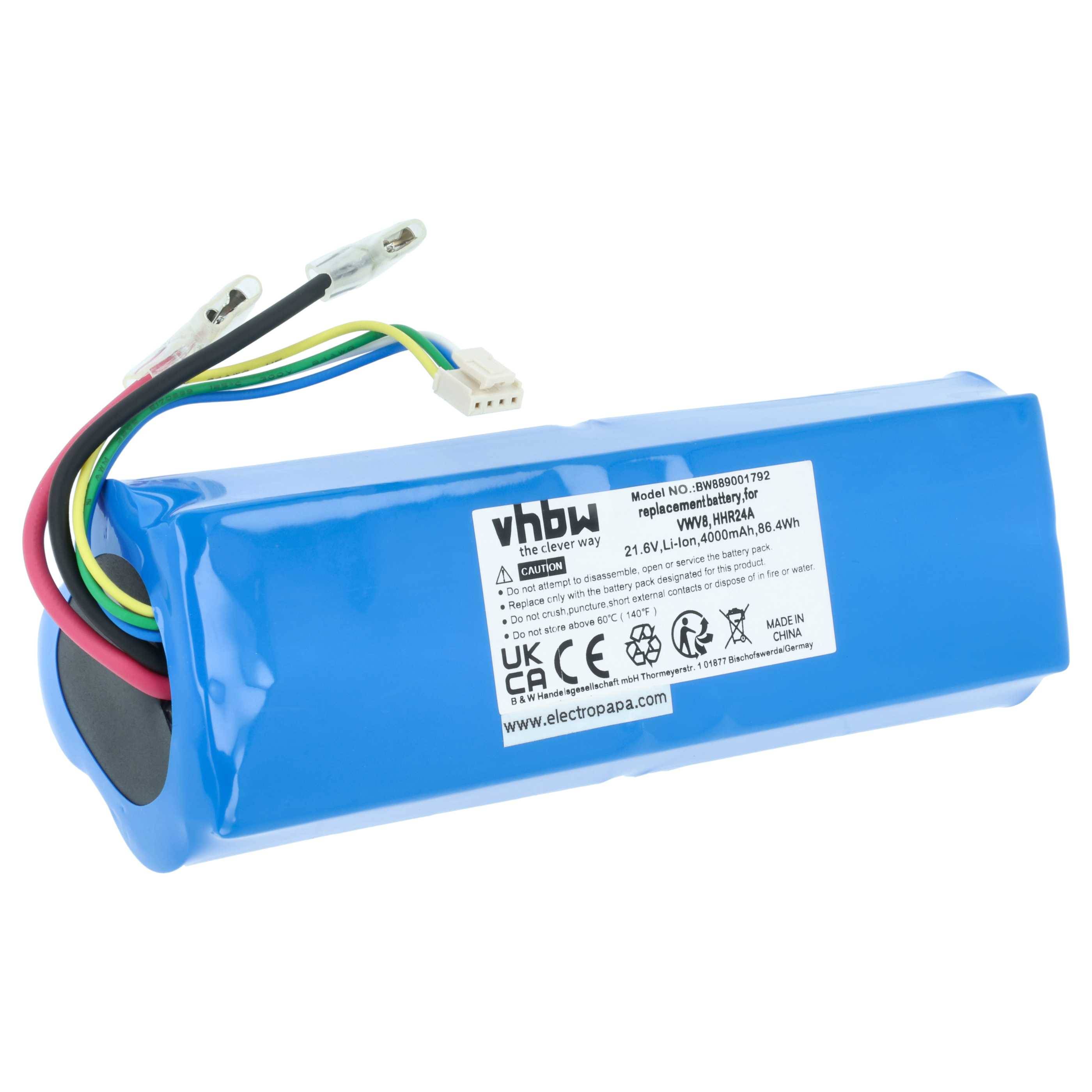 vhbw Akku kompatibel mit Dreame H11, H11 Max, H10, H12 Max, H12s, HHR24A, M13 Staubsauger (4000 mAh, 21,6 V, Li-Ion)