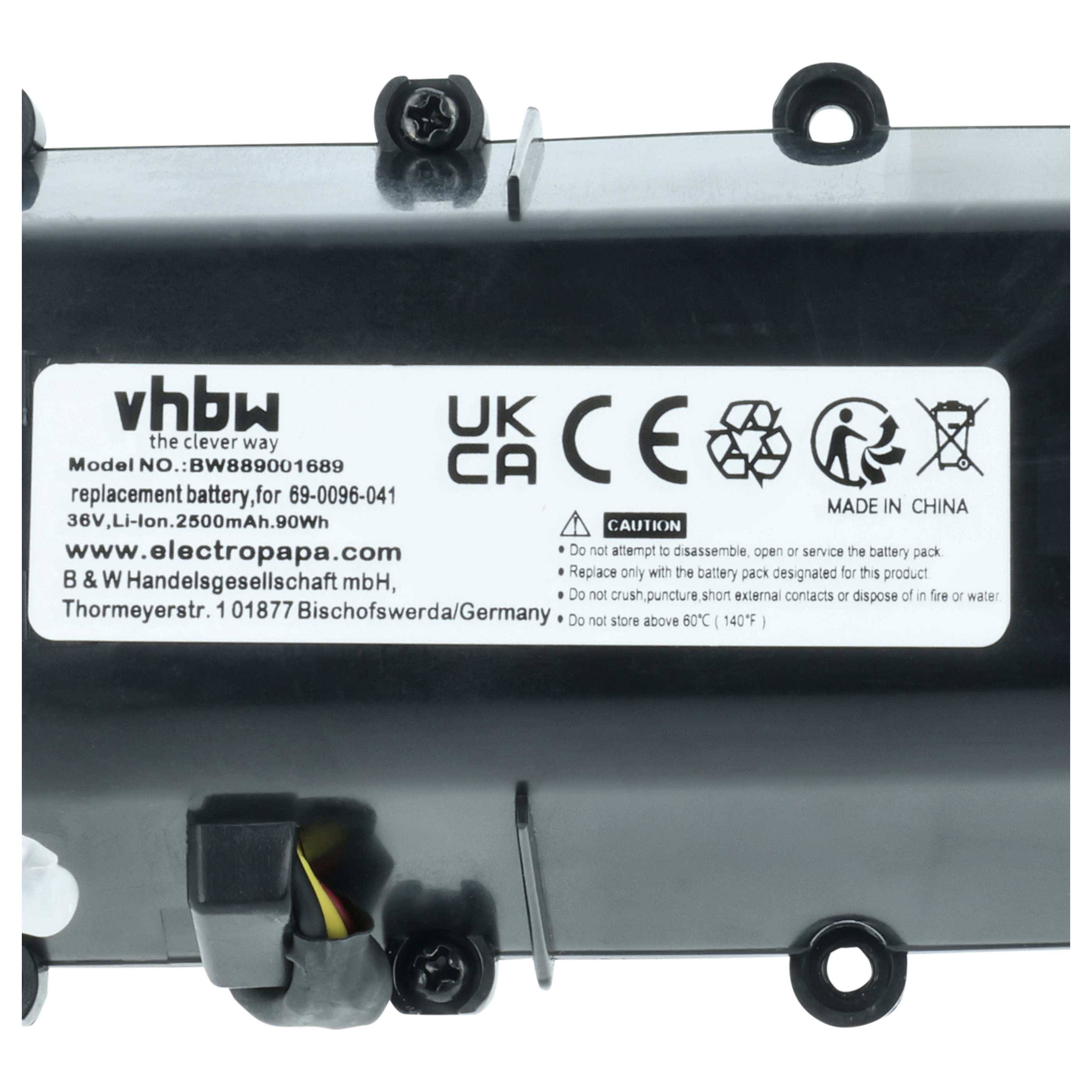 vhbw Akku kompatibel mit Bissell 2596, 2593, 2590, 2554, CrossWave 2551 Staubsauger (2500 mAh, 36 V, Li-Ion)
