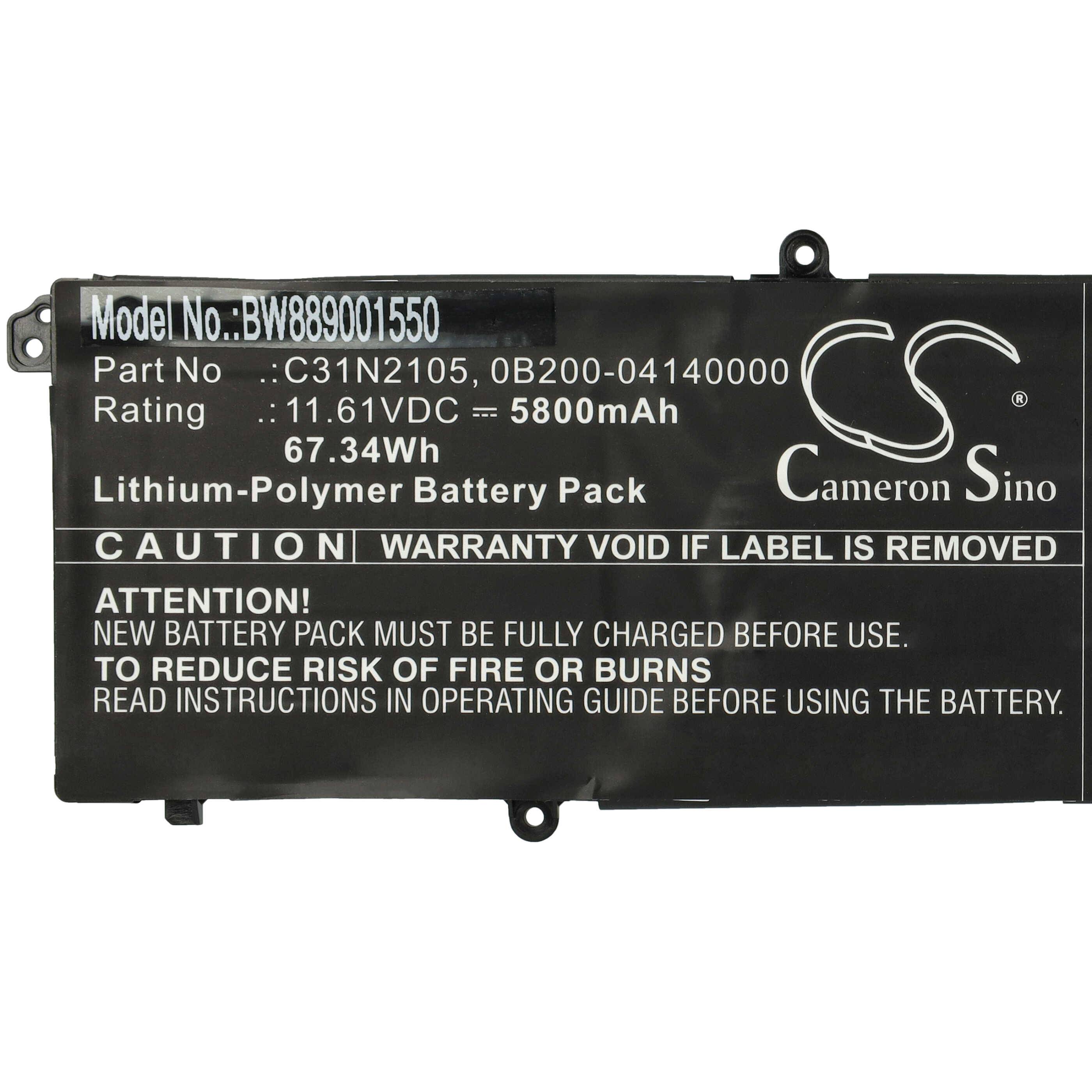 vhbw Akku kompatibel mit Asus Vivobook S14 OLED K3402ZA-KM085WS, K3402ZA-KM087 Notebook (5800 mAh, 11,61 V, Li-Polymer)