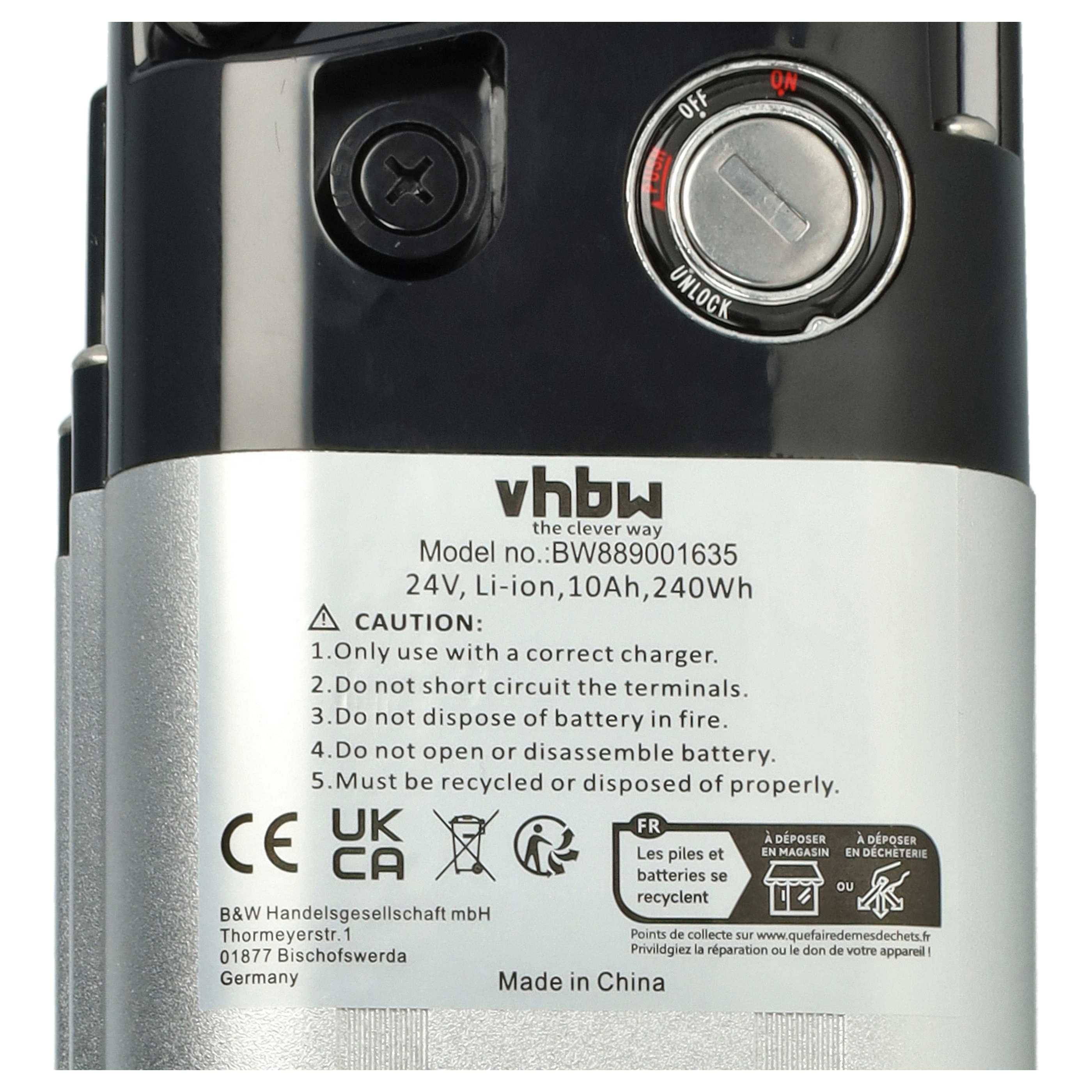 vhbw Akku kompatibel mit Hagebaumarkt E-Bike (10,4 Ah, 24 V, Li-Ion) + Ladegerät - Schwarz Silber