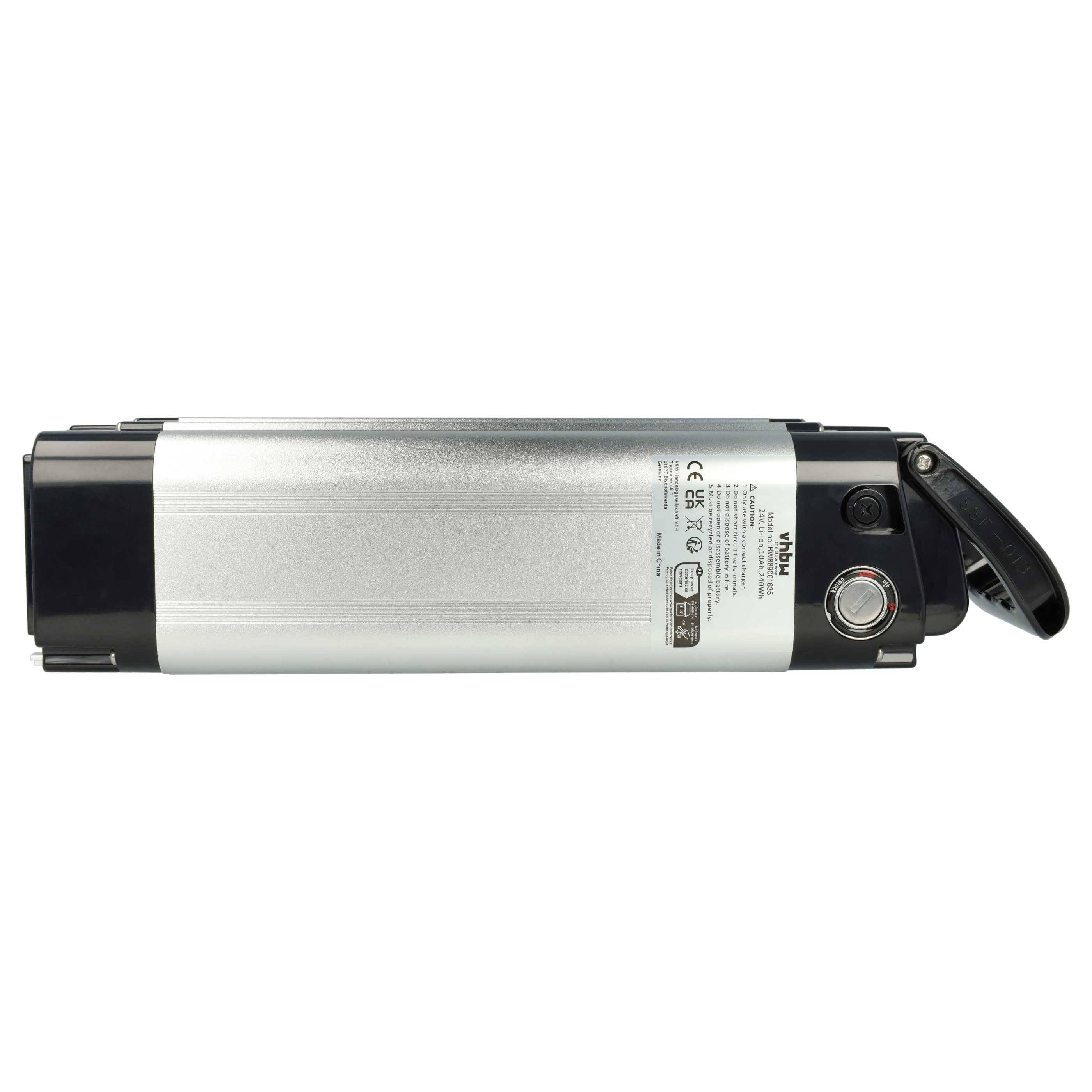 vhbw Akku kompatibel mit Prophete Alu-Rex E-Bike (10,4 Ah, 24 V, Li-Ion) + Ladegerät - Schwarz Silber