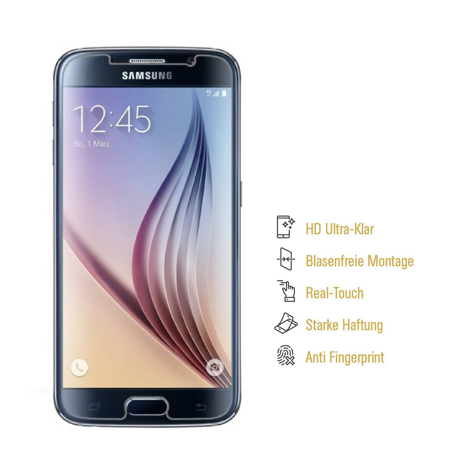 2x Displayschutzfolie für Samsung Galaxy S6 Displayfolie Schutzfolie HD KLAR
