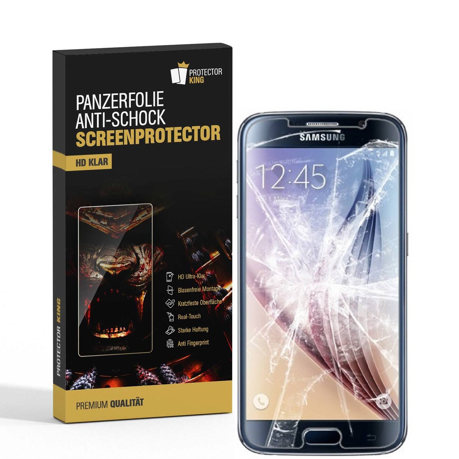 4x Panzerfolie für Samsung Galaxy S6 ANTI-SCHOCK Displayschutzfolie HD KLAR