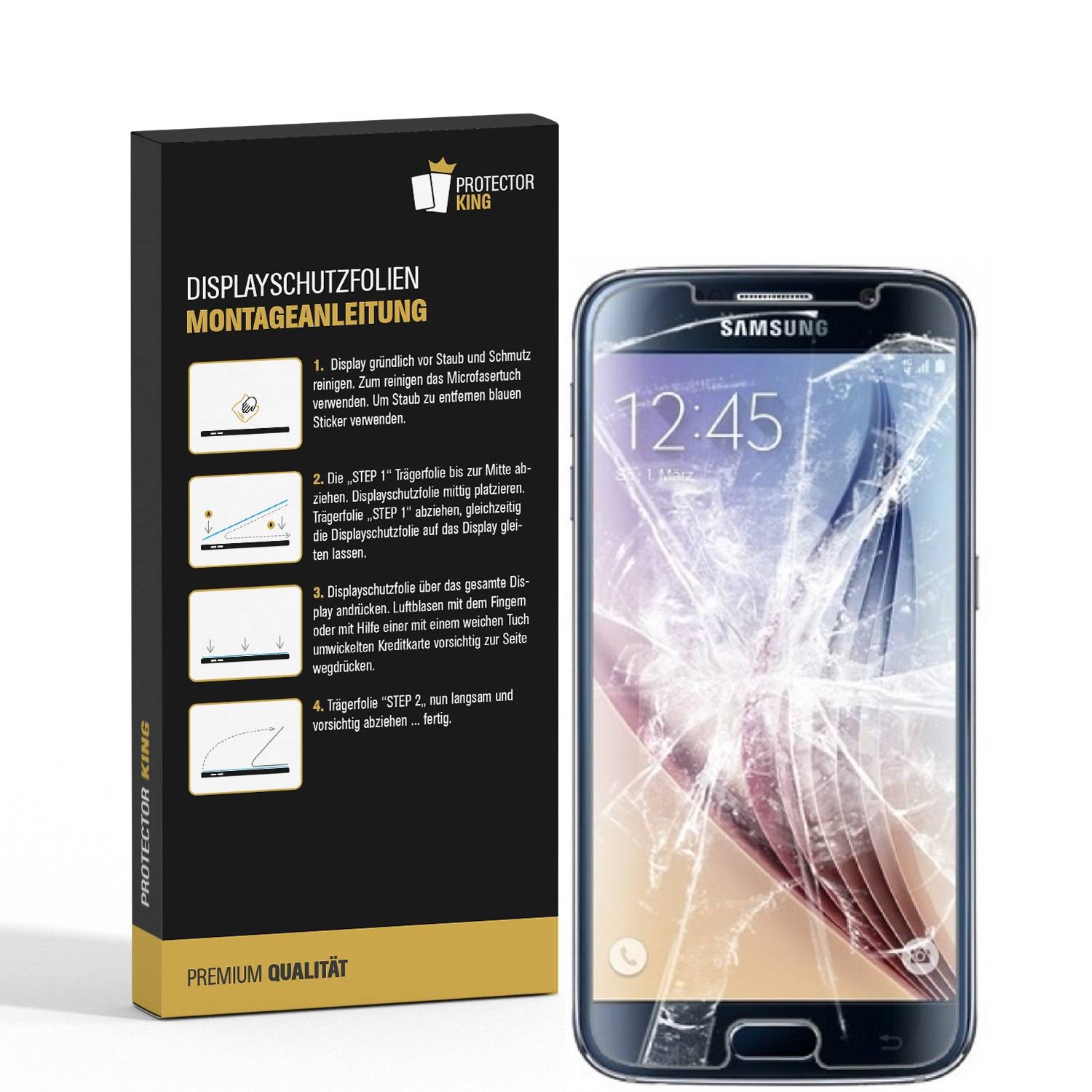 3x Panzerfolie für Samsung Galaxy S6 ANTI-SCHOCK Displayschutzfolie HD KLAR