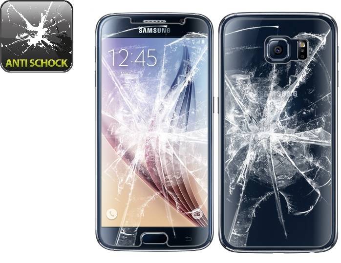 2x Panzerfolie für Samsung Galaxy S6 ANTI-SCHOCK Displayschutzfolie HD KLAR F/B