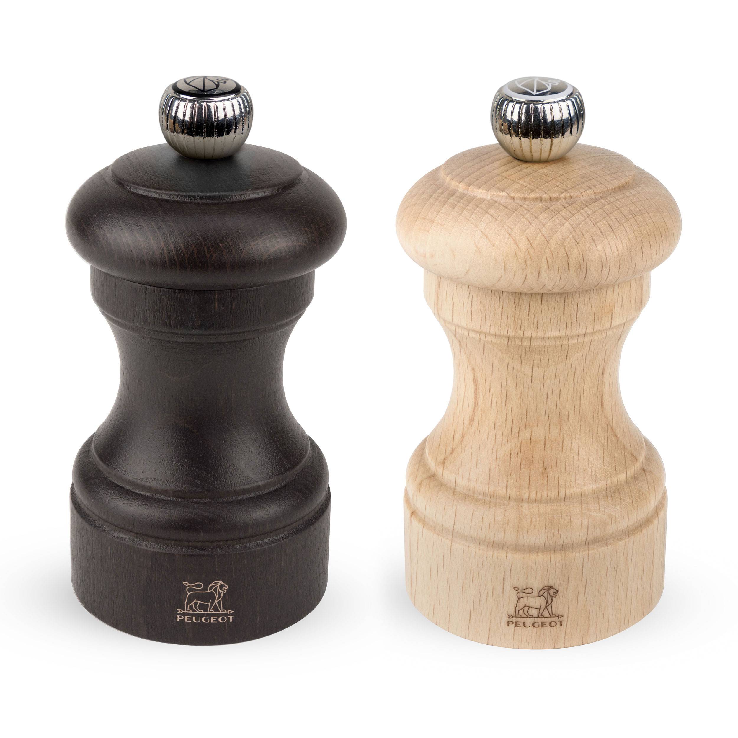 Peugeot Bistro Pfeffermühlen, Salzmühlen Set, Buchenholz, Natur / Schokolade, 10 cm, 2-22594